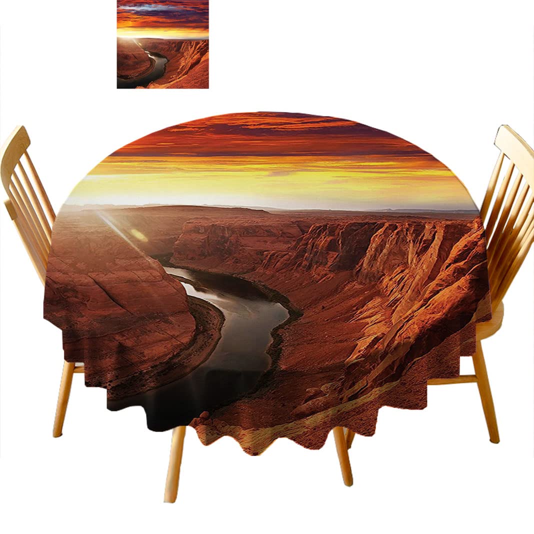 Round Tablecloth 54 Inch - Premium Fabric Dining Table Cover for Parties, Weddings & Everyday Use - B58HL