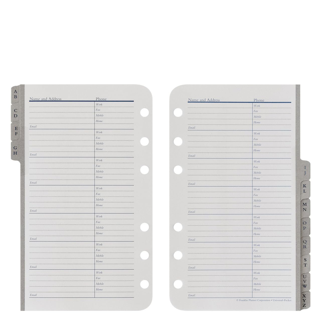 FranklinCovey Pocket Address & Phone Tabs - Planner Expansion Organizer for Contacts - Perfect for Business Professionals & Students (Office, School, Travel Use)