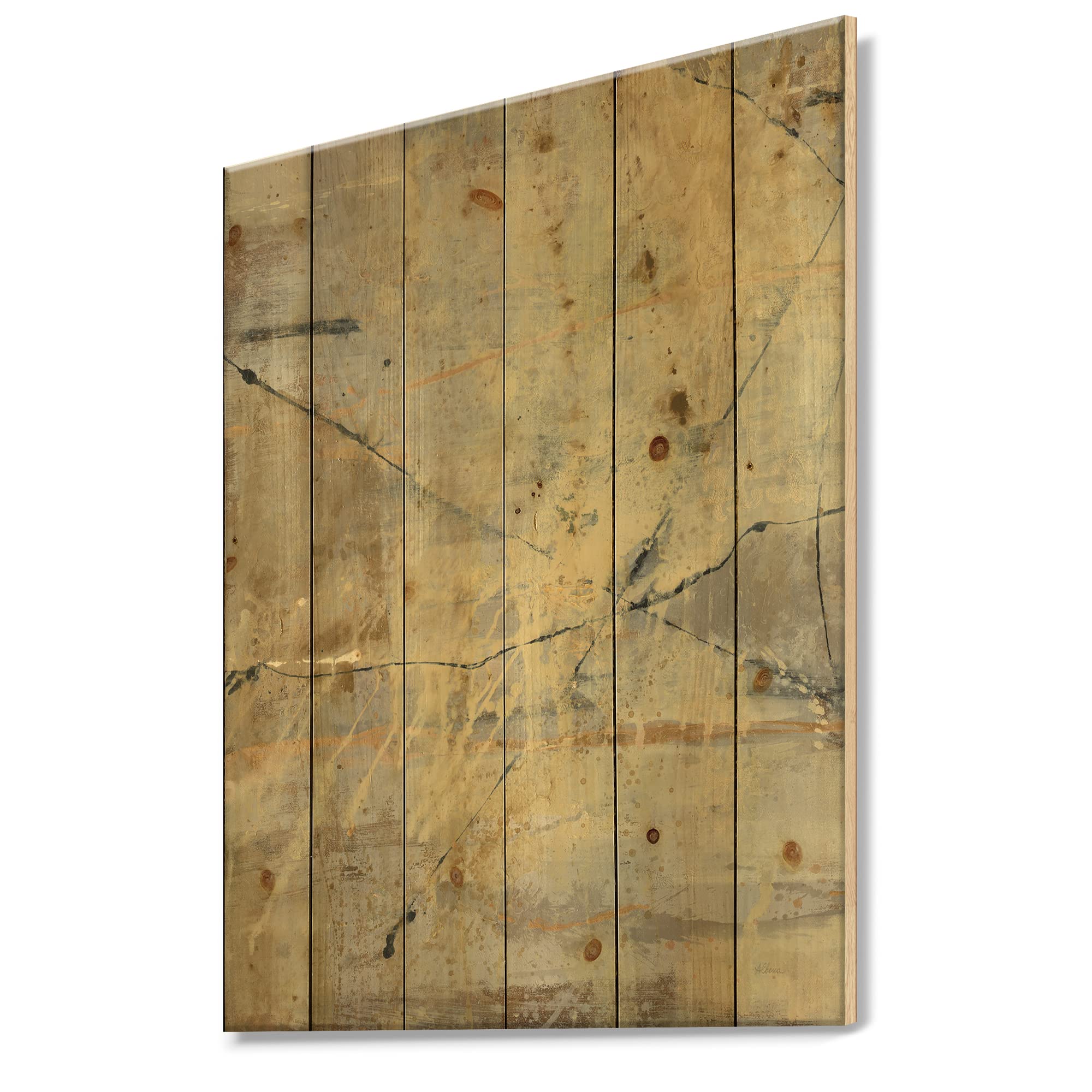 DesignQ Geometric Cream Block III Modern & Contemporary Wood Wall Decor - Grey Abstract Wood Wall Art Panels Printed on Natural Pine - Perfect for Living Room, Bedroom & Office Decor