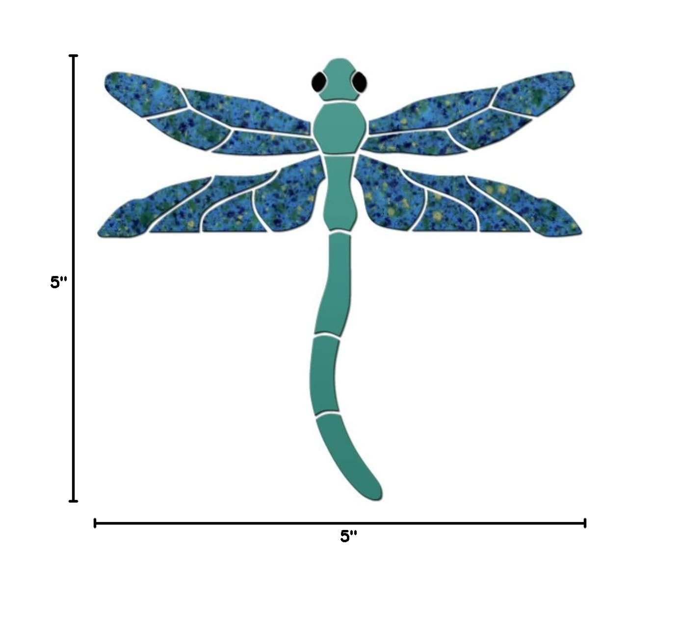 Dragonfly Ceramic Swimming Pool Mosaic Tile - 5x5 Inch Light Teal Blue - Waterproof Pool & Spa Decor for Backyard, Patio, Garden