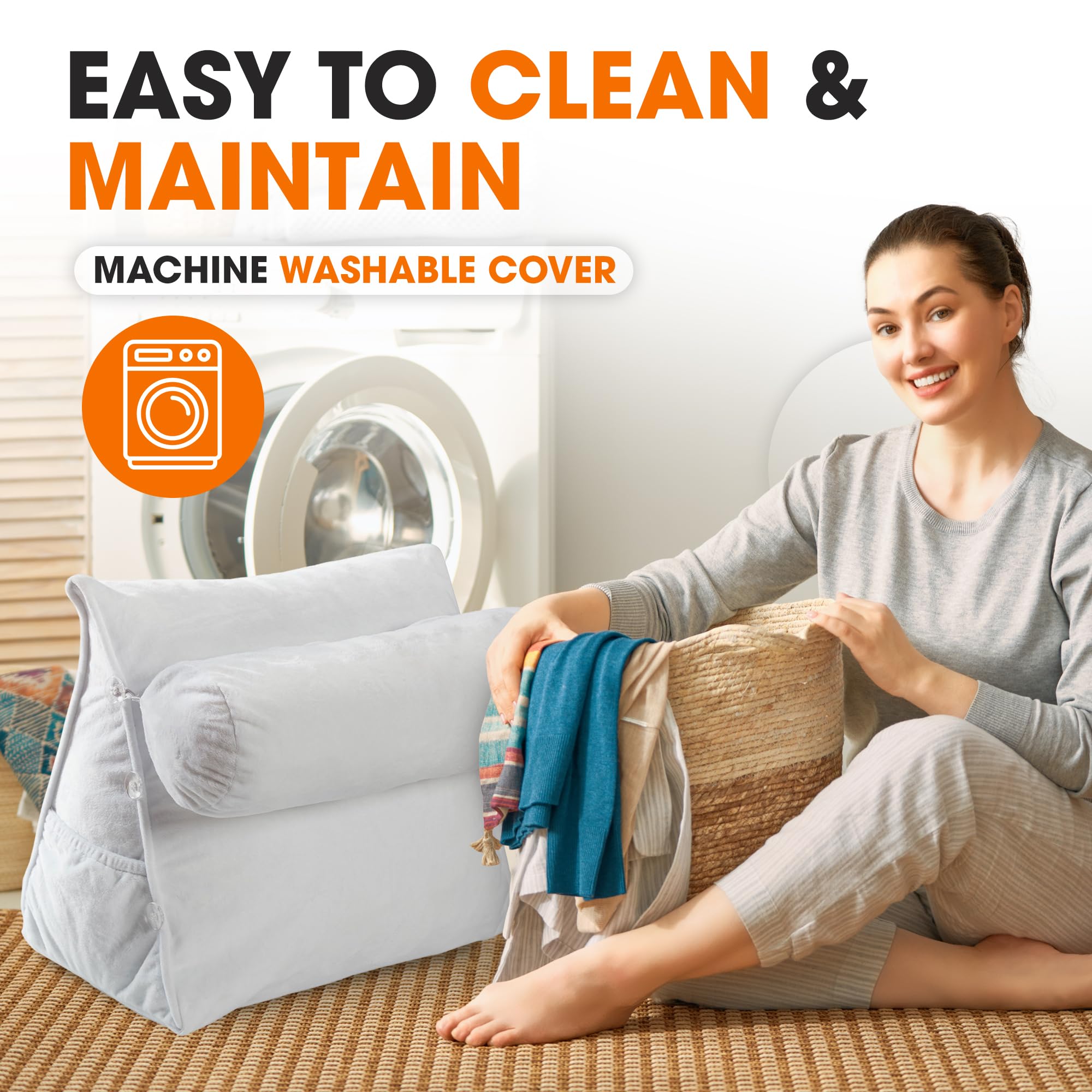 **Cheer Collection Memory Foam Reading Wedge Pillow – Adjustable Back Support Pillow for Couch, Bed & Chair – Comfortable TV & Reading Pillow for Adults & Kids (White) – Perfect for Relaxing, Watching TV & Reading in Bed**