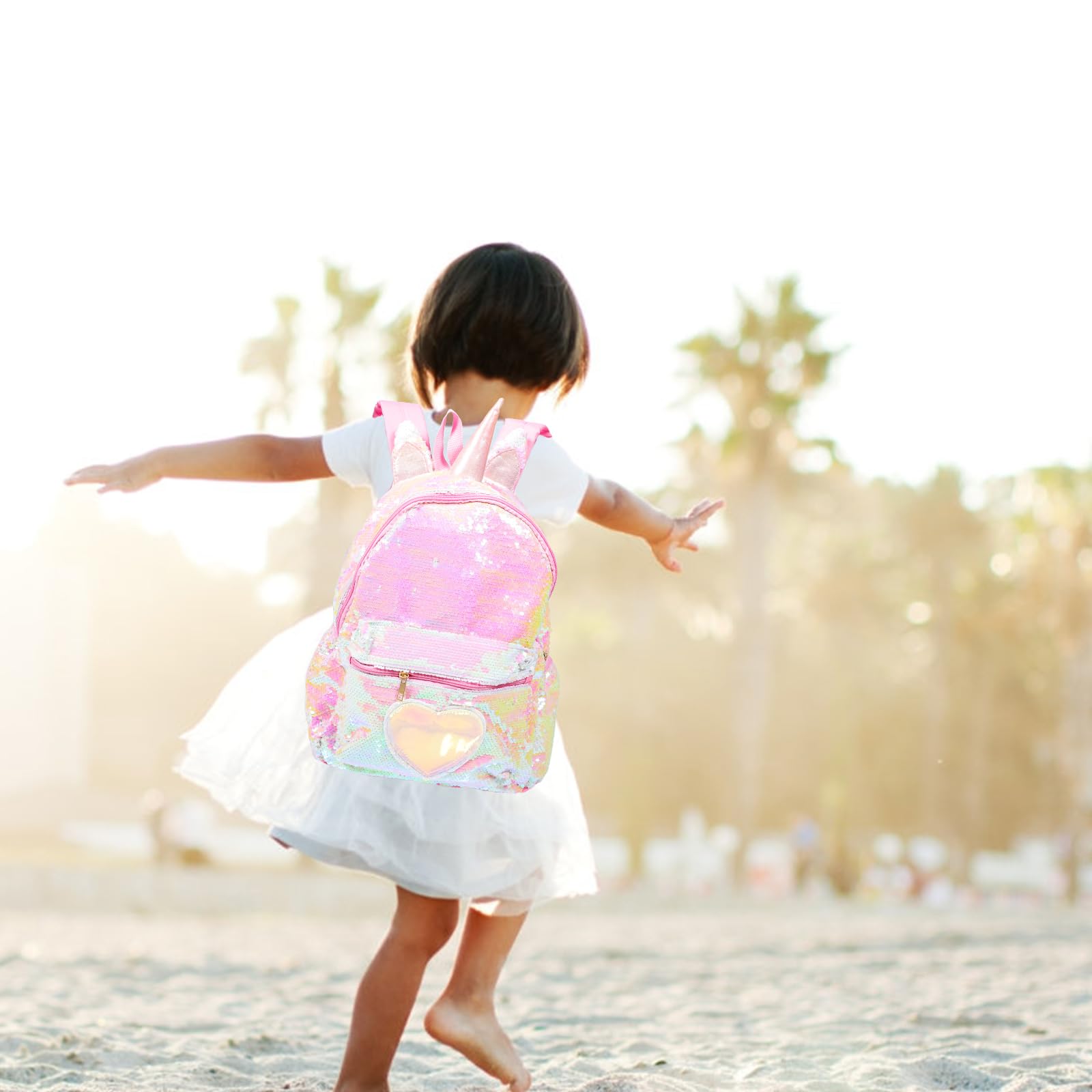 Sparkly Unicorn Backpack with Hair Ball for Girls & Teens - Glitter Rose Pink, Perfect for School, Travel & Birthday Gifts | TENDYCOCO TJ5AUMZUL6B011Z280G11B1B
