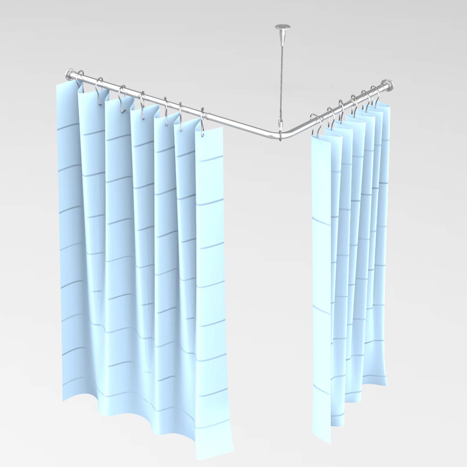 Stretchable Corner Shower Curtain Rod - Easy to Assemble 304 Stainless Steel L-Shaped (32-51