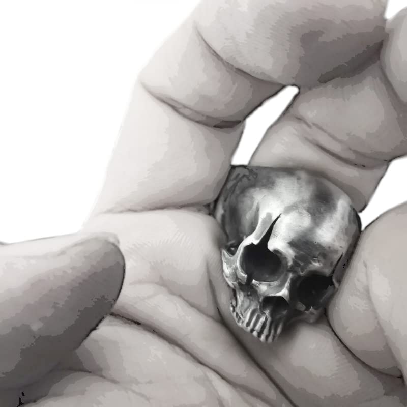 925 Sterling Silver Skull Ring for Men - Gothic Punk Jewelry, Scar No Jaw Design, Perfect Christmas Gift for Him - Ideal for Halloween, Biker Style & Edgy Fashion
