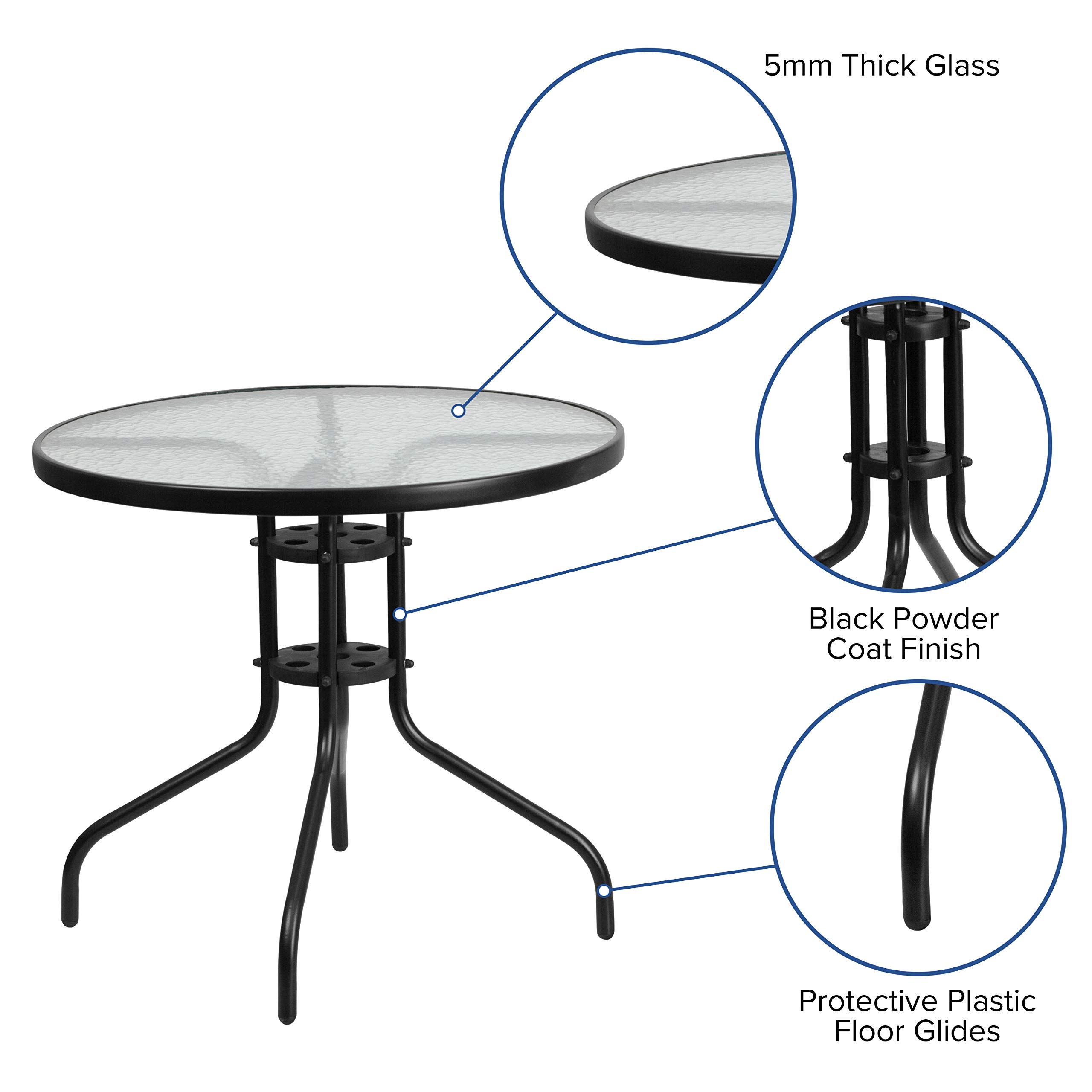 Flash Furniture Brazos 5-Piece Outdoor Patio Dining Set with 4 Brown Flex Comfort Stackable Chairs & 31.5