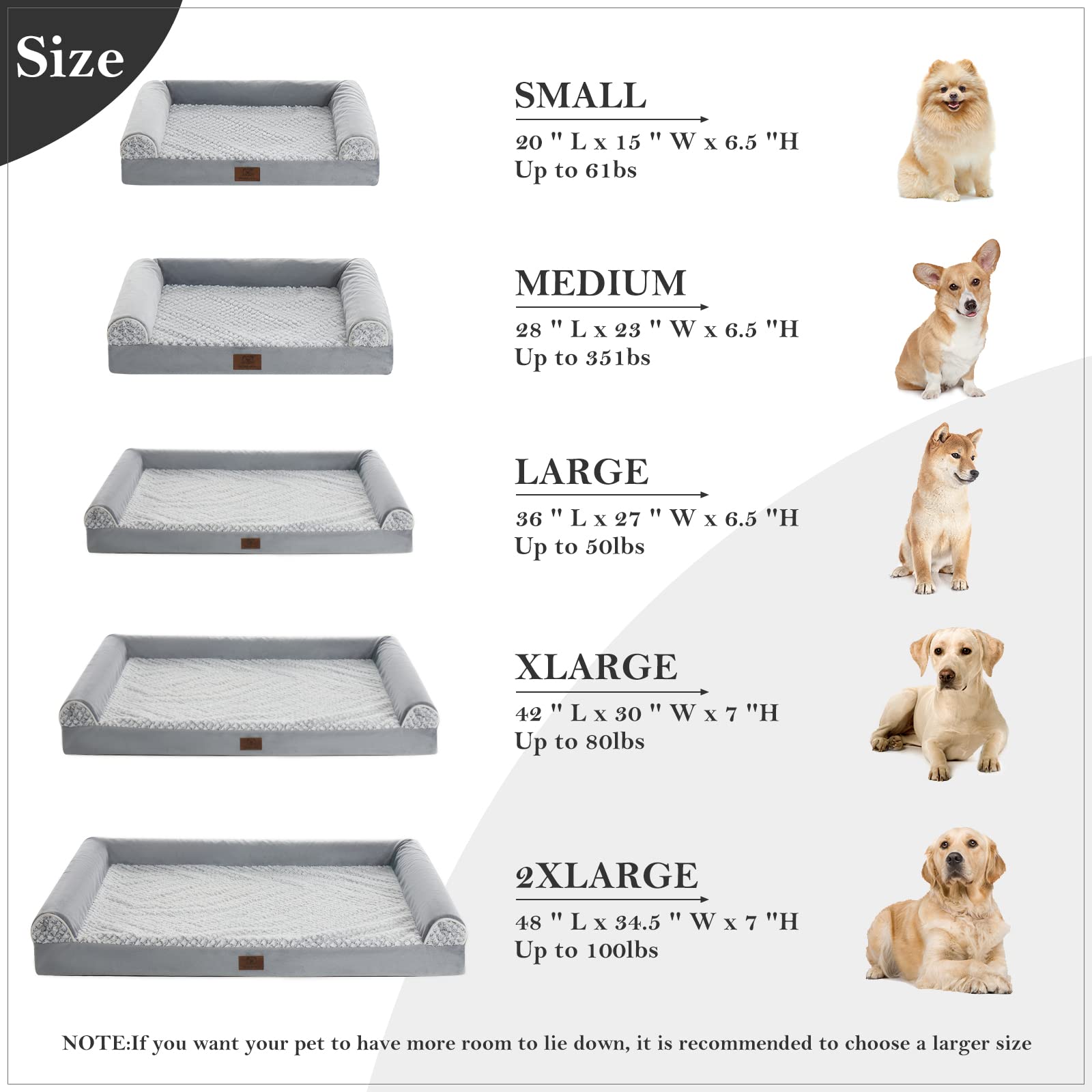 Orthopedic Dog Bed for Large Dogs - Waterproof Removable Cover, Egg Foam Support for Joint Pain Relief - Perfect for Crates, Sofas & Pet Lounging Areas