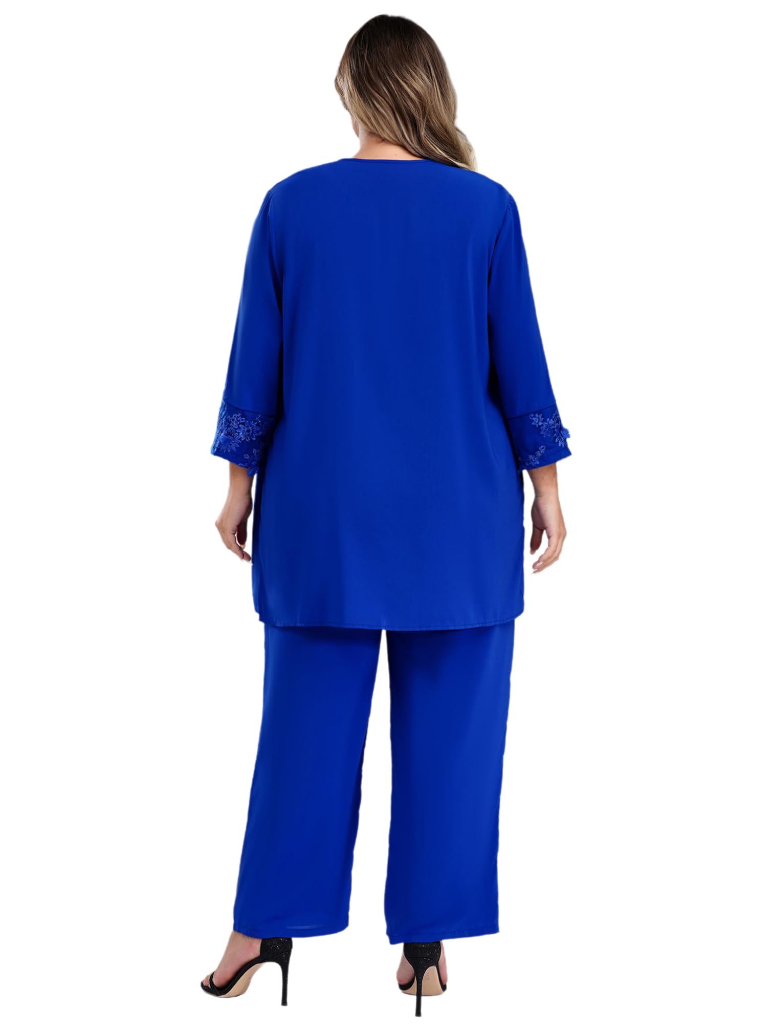 YiZYiF 3-Piece Women's Mother of The Bride Pant Suit Set - Plus Size Wedding Guest Outfit for Evening Parties & Formal Occasions