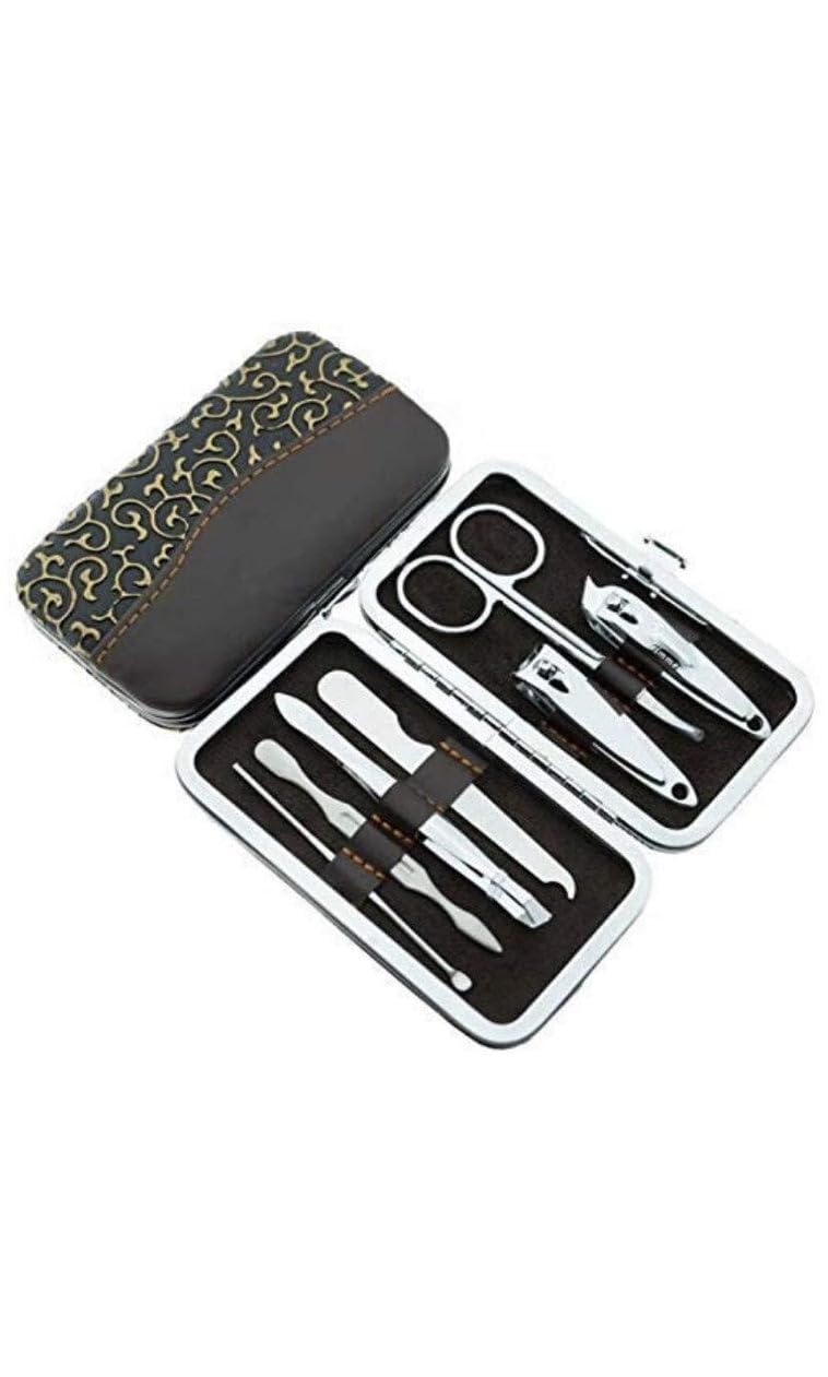 Professional 7-in-1 Stainless Steel Manicure & Pedicure Kit - Nail Clippers, Scissors, Tweezers, Ear Pick, Nail File for Men & Women | Perfect Grooming Set for Travel, Home & Salon Use