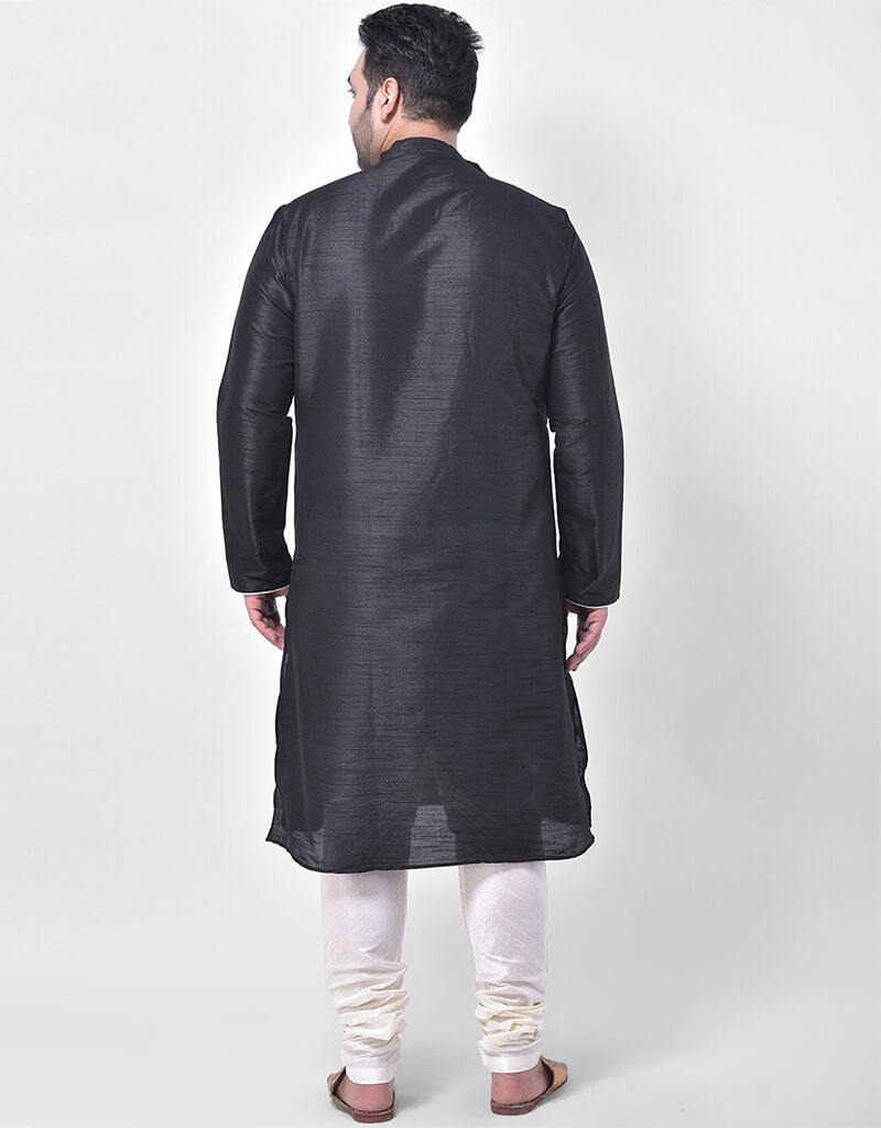 Black Kurta Dhupion Silk Chudidaar - Elegant Indian Traditional Outfit for Women | Perfect for Festivals, Weddings & Special Occasions