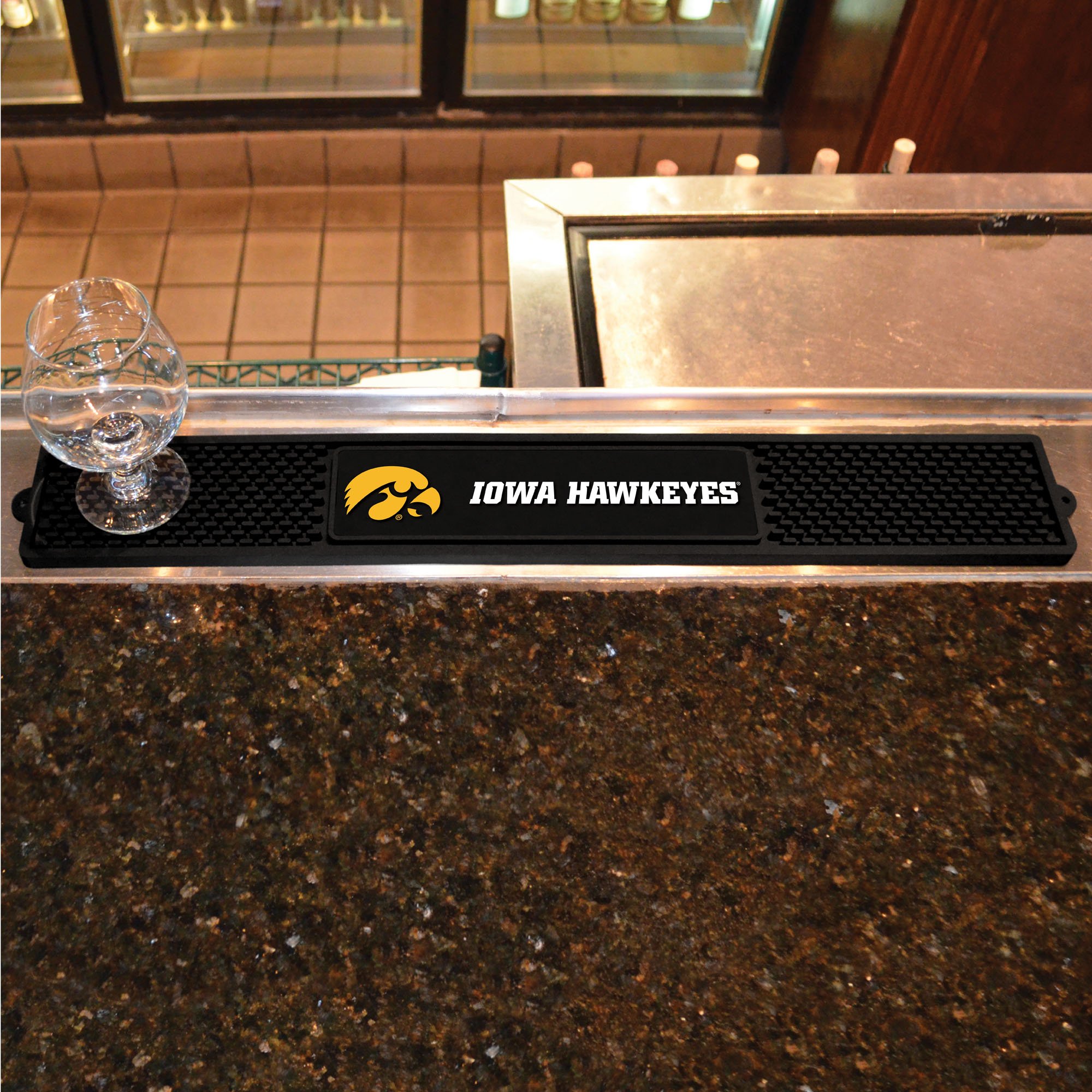 FANMATS 14021 Iowa Hawkeyes Bar Mat - 3.25x24 Inch Durable Drink Coaster, Dish Drying & Counter Mat - Easy Clean, Non-Slip - Perfect for Kitchen, Bar, Game Day Parties & Home Decor