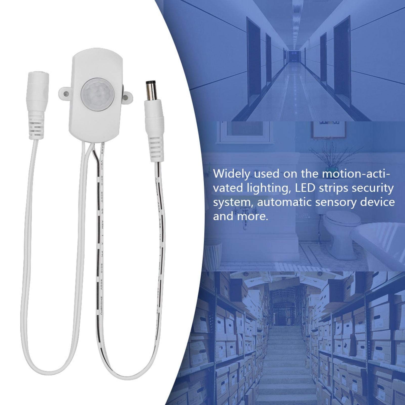 5A DC 6-24V Mini PIR Motion Sensor Switch for LED Lights - Automatic On/Off for Bathrooms, Garages, Closets & Hallways (White) - Energy Saving & Hands-Free Lighting Control
