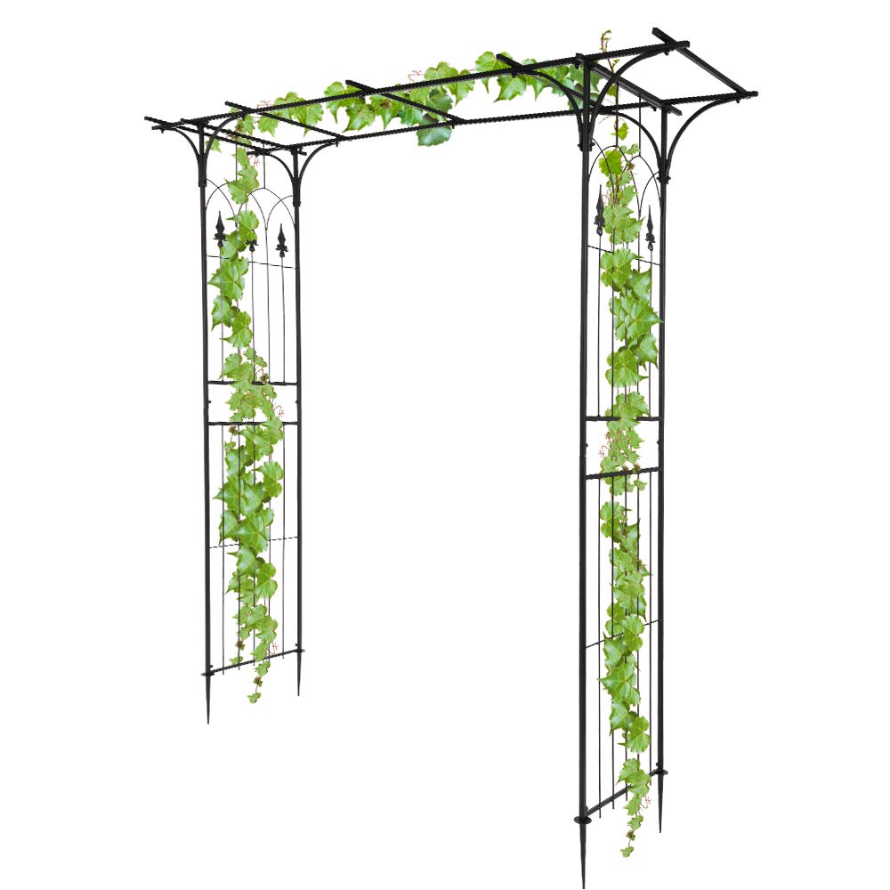 HONOOR Garden Arbor Archway - Steel Wedding Arch for Ceremony & Party, Outdoor Plant Trellis for Climbing Flowers, Pergola for Backyard, Lawn & Garden Decor - Perfect for Outdoor Weddings, Garden Parties & Vine Support