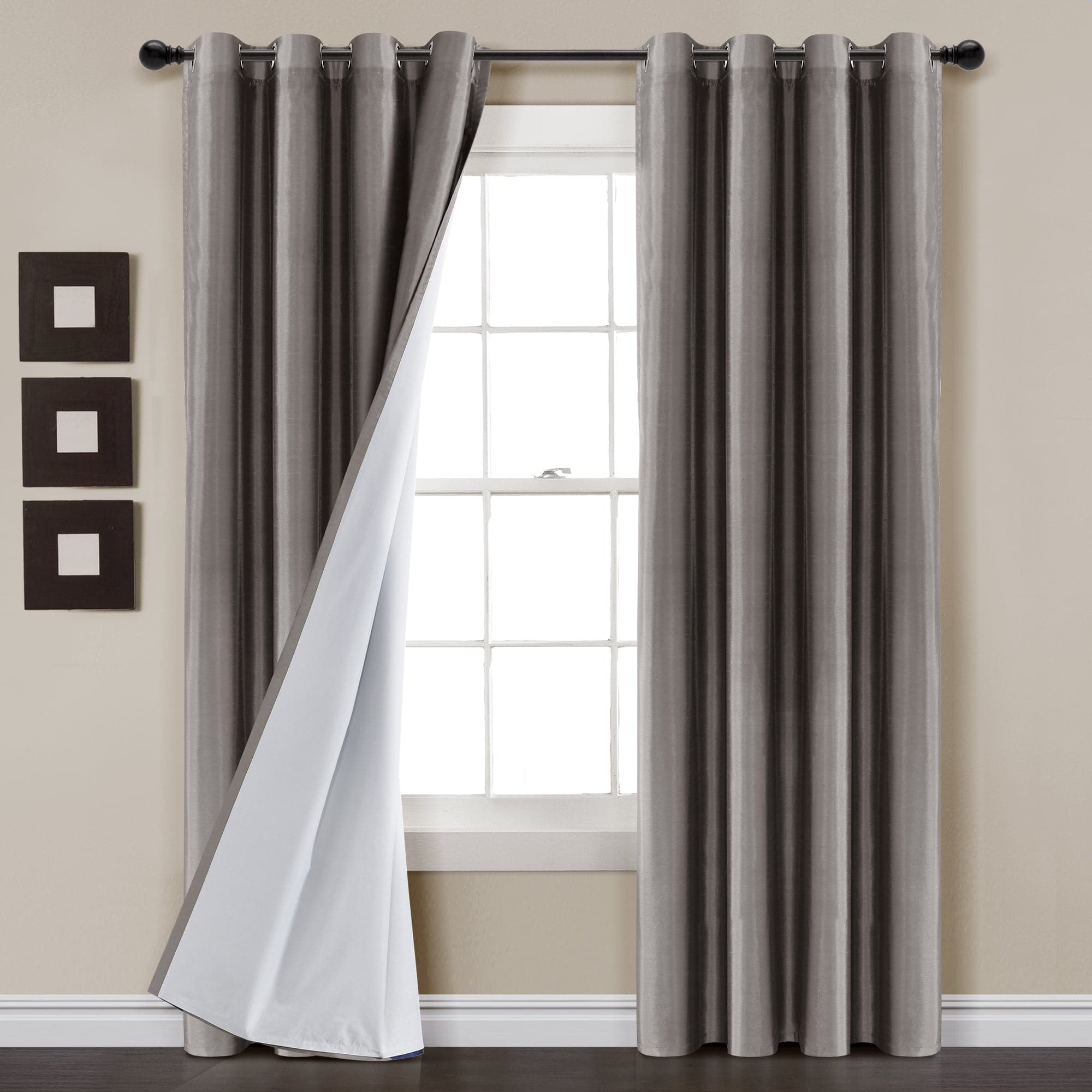 Blackout Window Curtains - 100% Light Blocking Faux Silk Drapes for Bedroom & Living Room - Thermal Insulated Room Darkening Curtain Panels for Better Sleep & Privacy