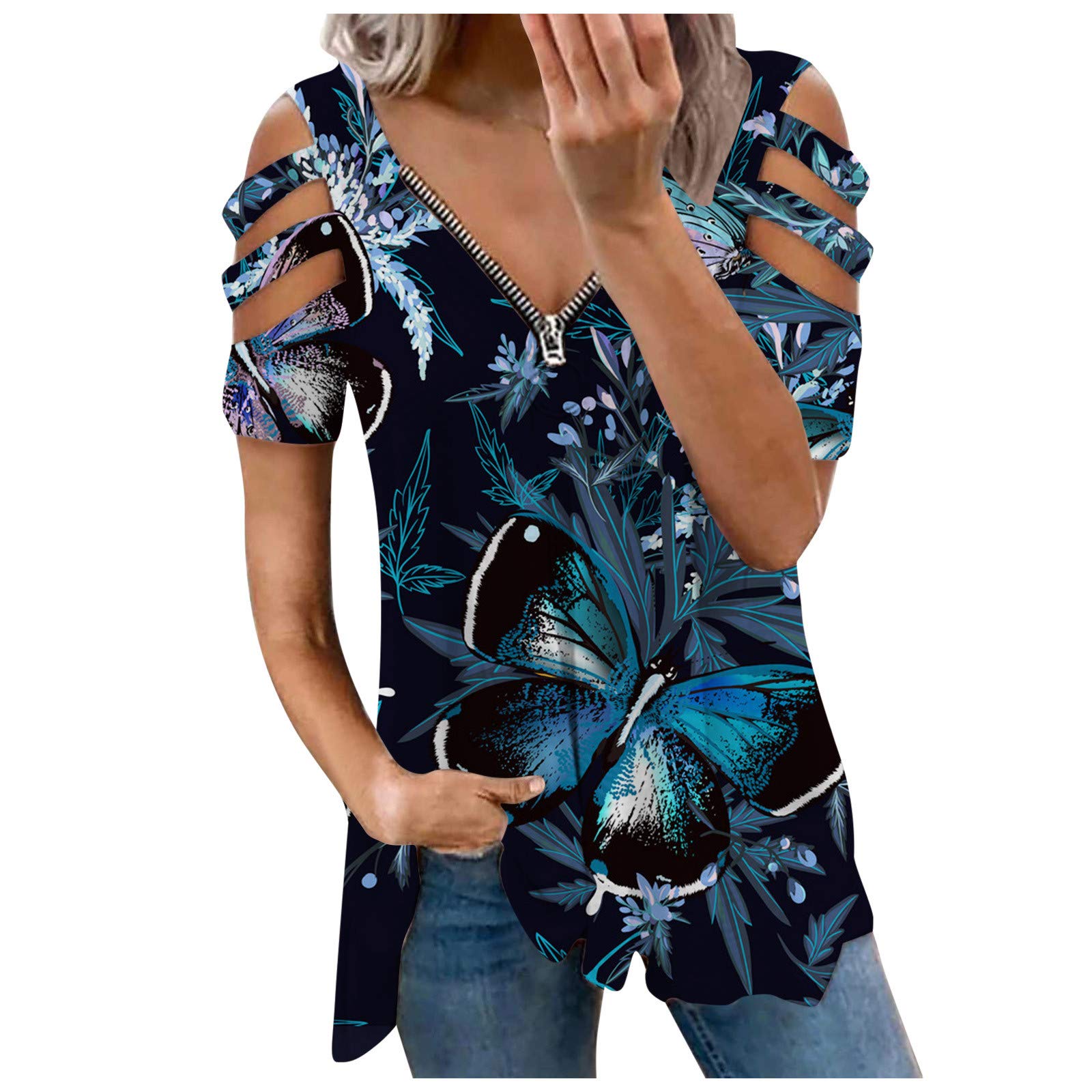 Women's V-Neck Graphic T-Shirt - Casual Sexy Loose Fit Summer Tops for Women | Perfect for Beach Outings, Date Nights & Everyday Wear