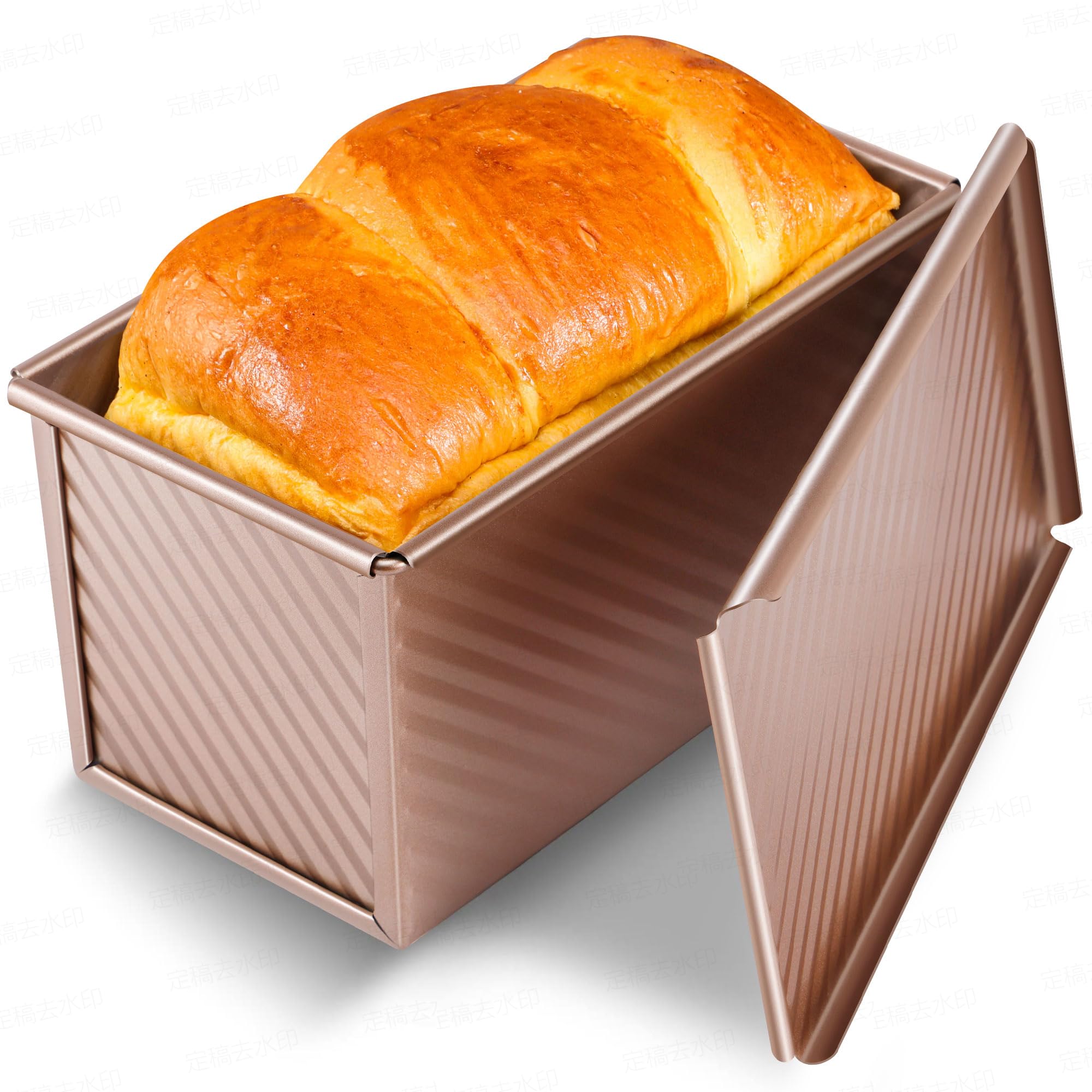 Premium Pullman Loaf Pan with Lid - 1 lb Nonstick Bread Baking Pan for Homemade Sandwich Bread | Heavy Duty Carbon Steel Bakeware with Corrugated Design | Perfect for Artisan Bread, Sourdough & Sandwich Loaves