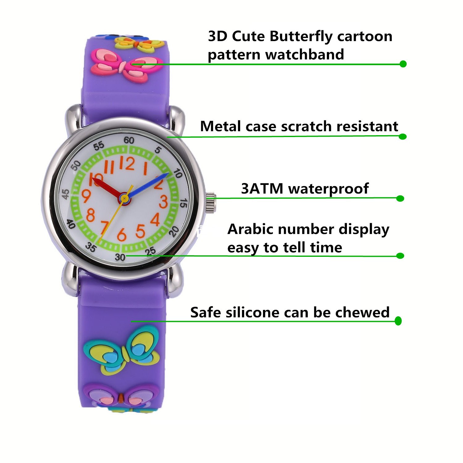 Jewtme Cute Analog Toddler Watch for Kids Ages 3-8 - 3D Silicone Cartoon Watch for Boys & Girls - Perfect for Learning Time, School & Playtime