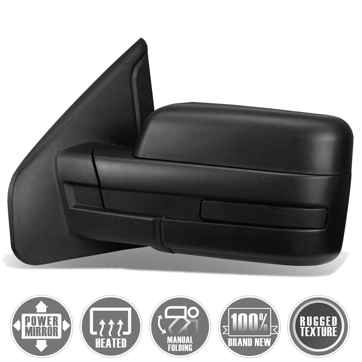 Power Heated Towing Mirror for Trucks - Left Side Driver Replacement with Adjustable Glass - Perfect for Towing, Camping & Off-Road Adventures