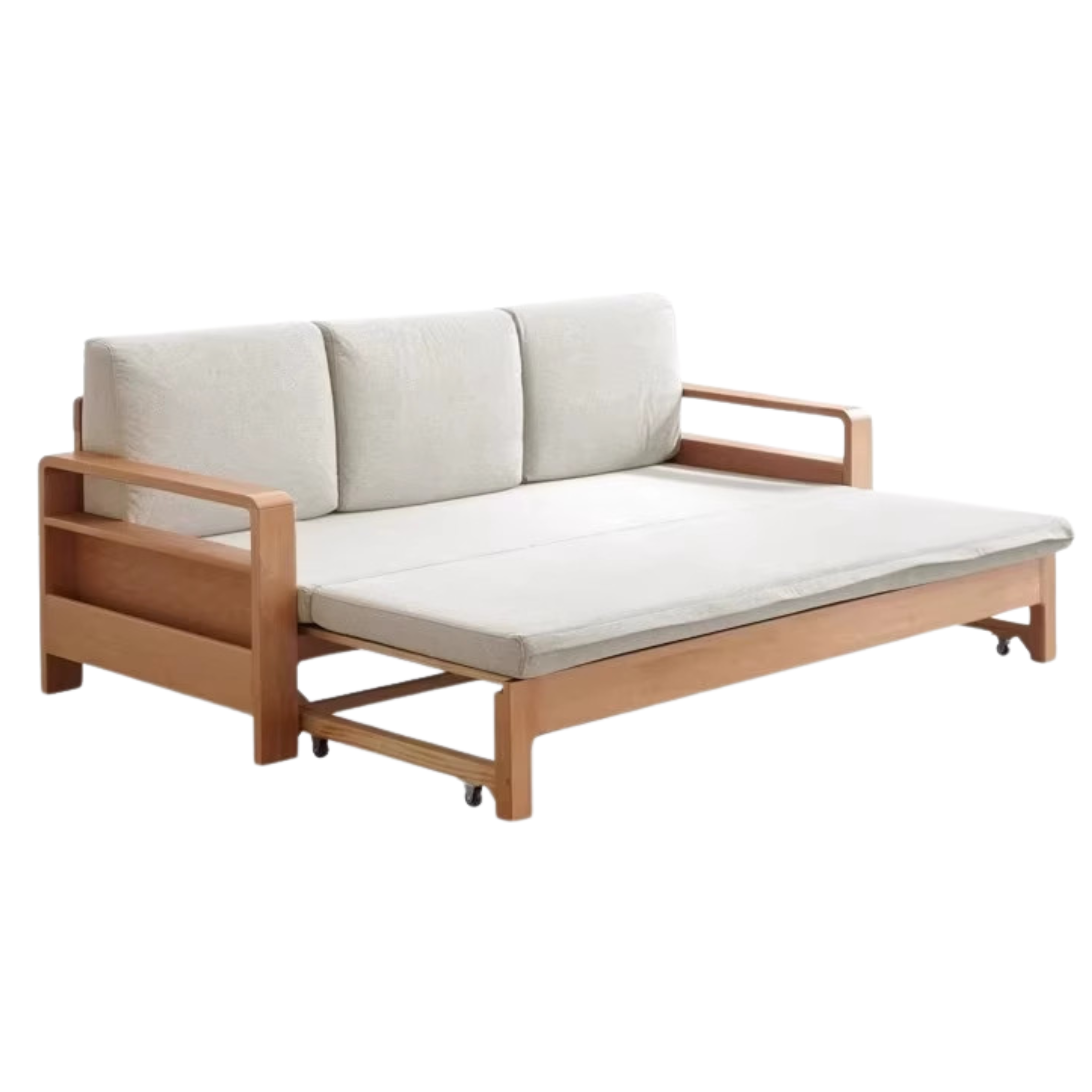 83.5x31.1-55.7x26.8 inch / 212x79-141.5x68сm / Beech Natural wood - off-white/sponge pad