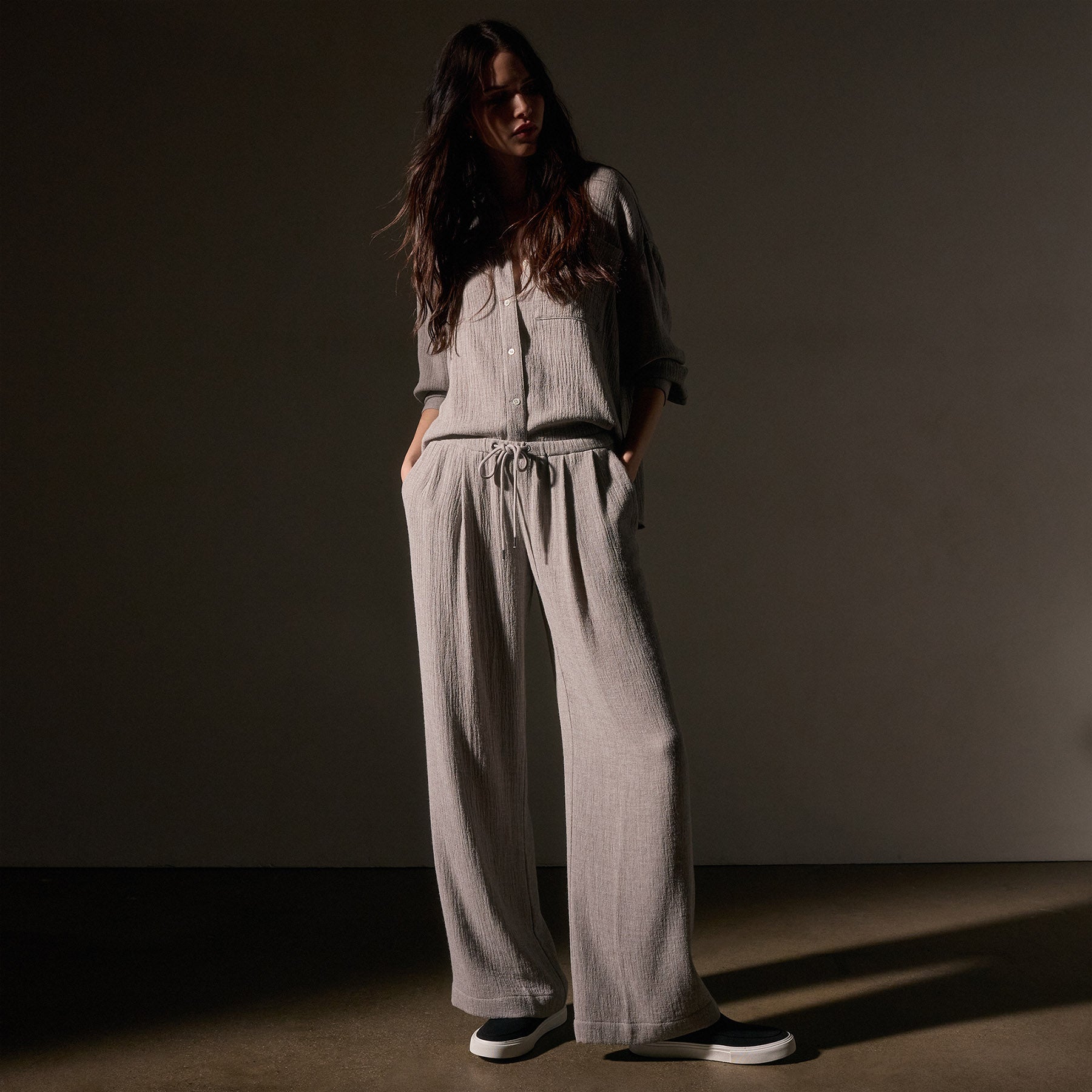 Stylish Pleated Wool Blend Pants for Women - Silver Wheat Color | Comfortable & Elegant Trousers for Office, Business, and Casual Wear