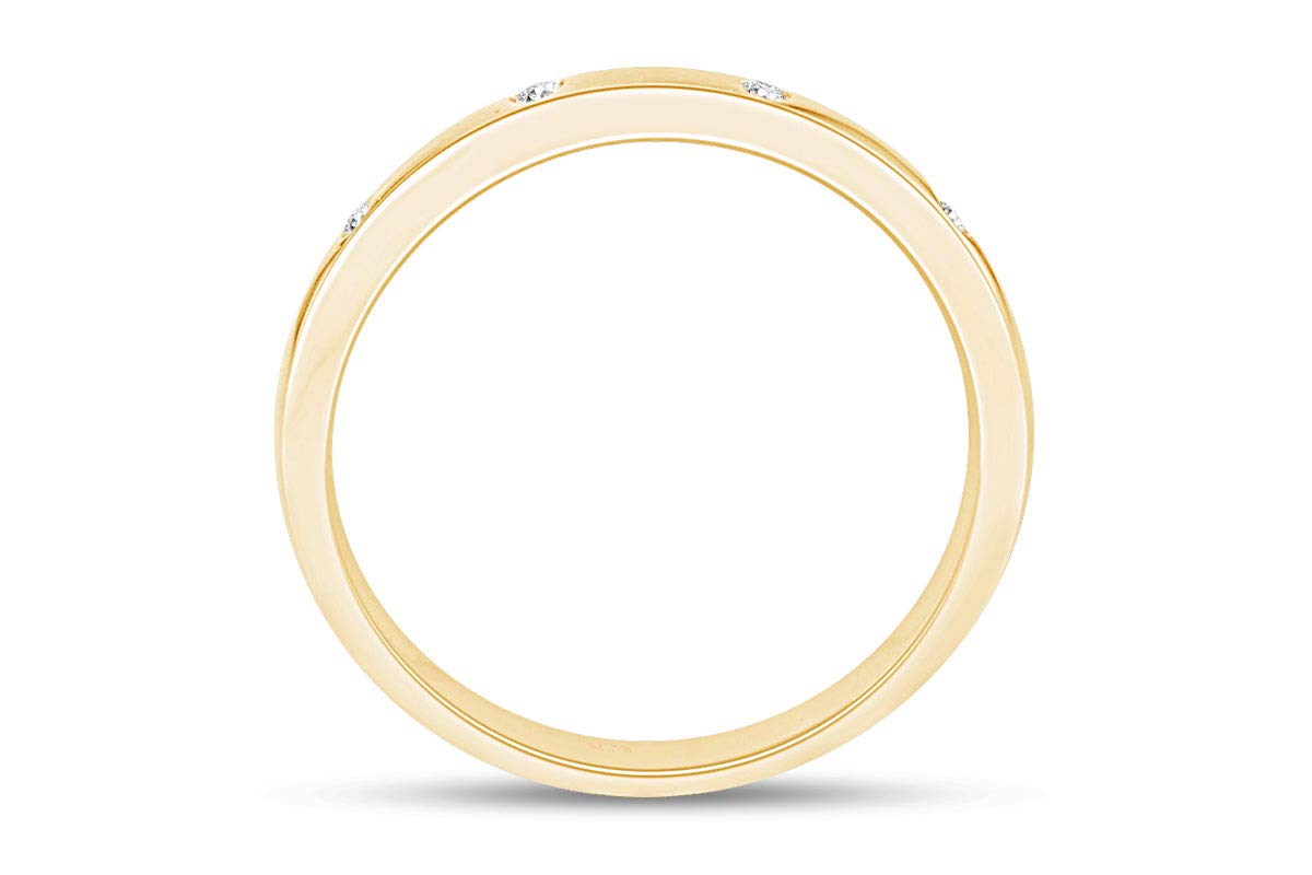 10K Solid Gold Diamond Accent Wedding Band Ring for Women (0.04 cttw) - Elegant Stackable Ring for Bridal, Anniversary & Everyday Wear