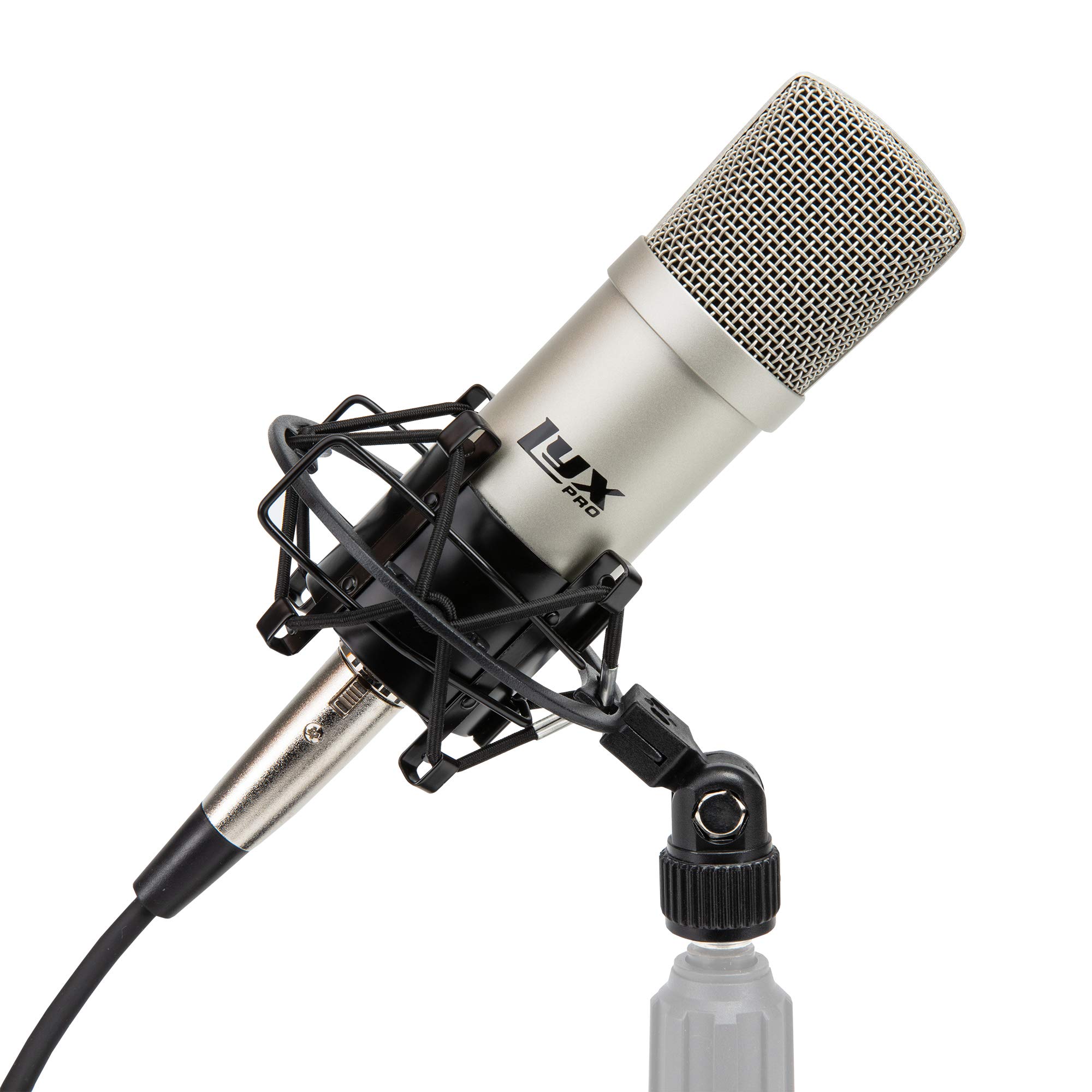 LyxPro Professional Condenser Microphone Kit with Adjustable Boom Arm, Swivel Mount & Desk Clamp + CR3-X Studio Monitors & Pro Tools First DAW Software - Perfect for Home Recording, Podcasting & Music Production