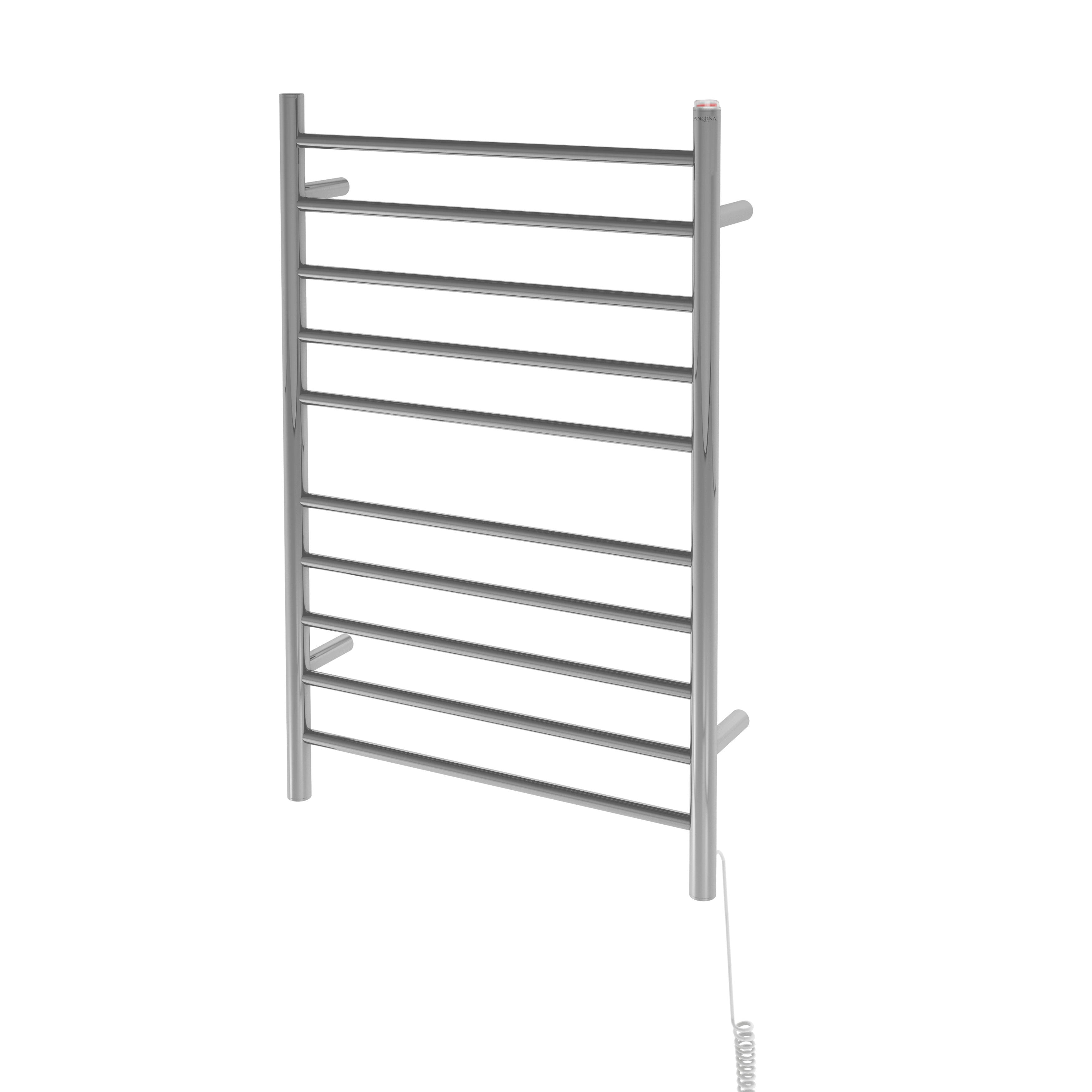 Premium 10 Bar Dual-Powered Towel Warmer - Hardwired & Plug-In for Bathroom Luxury | Polished Stainless Steel | Perfect for Spa, Hotel & Home Use