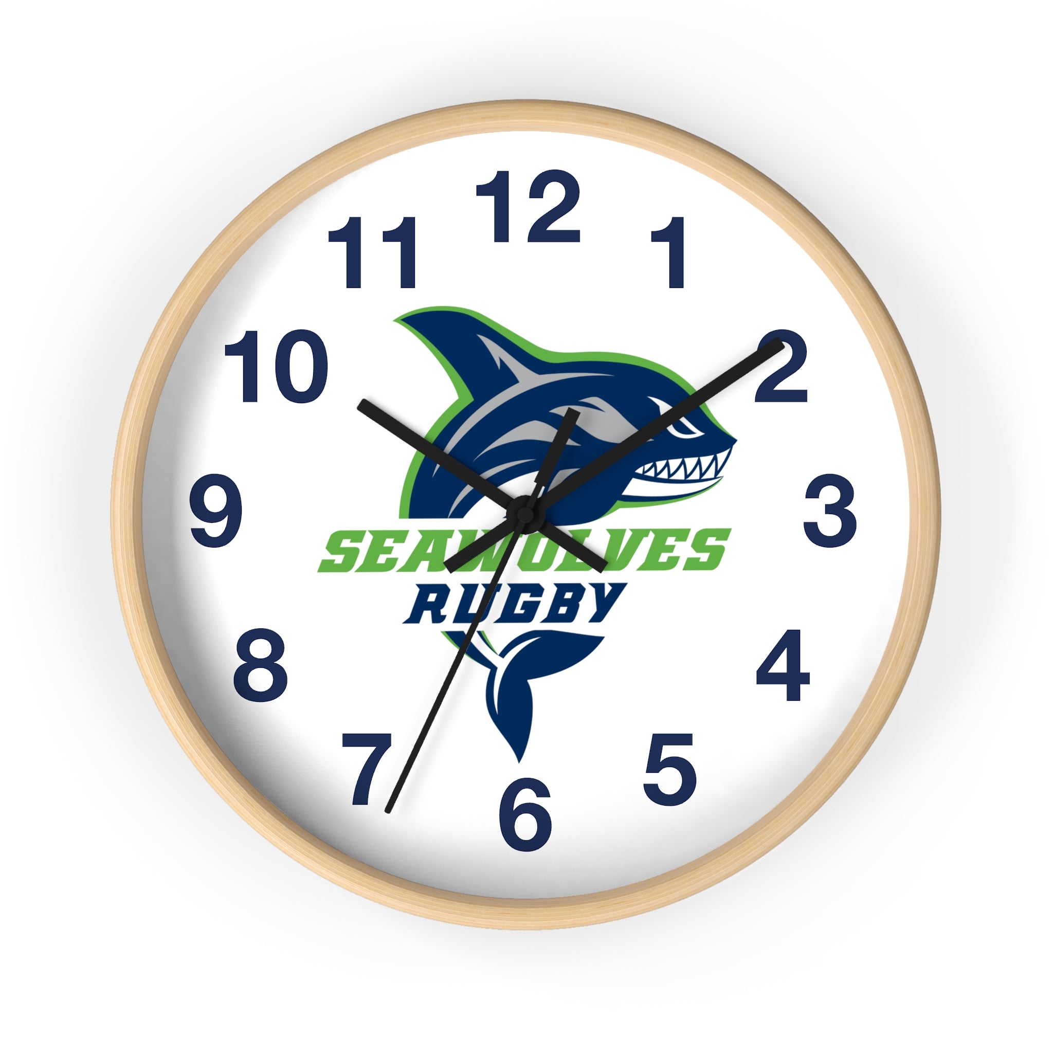 Seawolves Wall Clock - Silent Non-Ticking Battery Operated Round Clock for Home, Office, or Dorm Decor - Perfect for Sports Fans and Coastal Theme Rooms