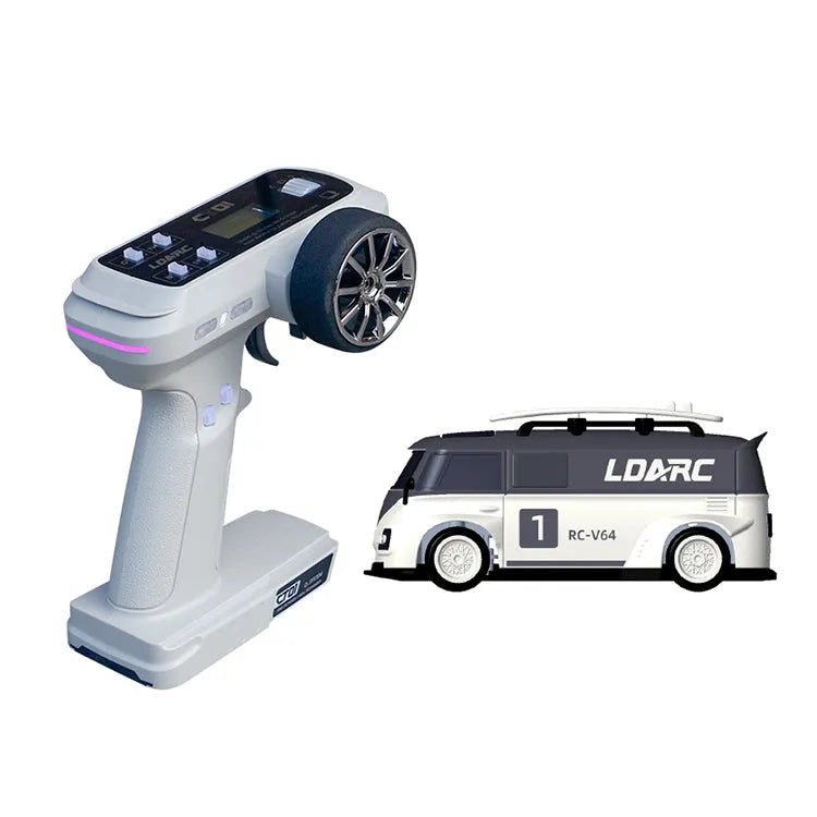 LDARC V64 Racing Van 1:64 Scale 2.4GHz RWD Remote Control RC Car with 4 Interchangeable Color Shells - High Speed Mini RC Vehicle for Kids & Adults, Perfect for Indoor Racing & Collectible Display