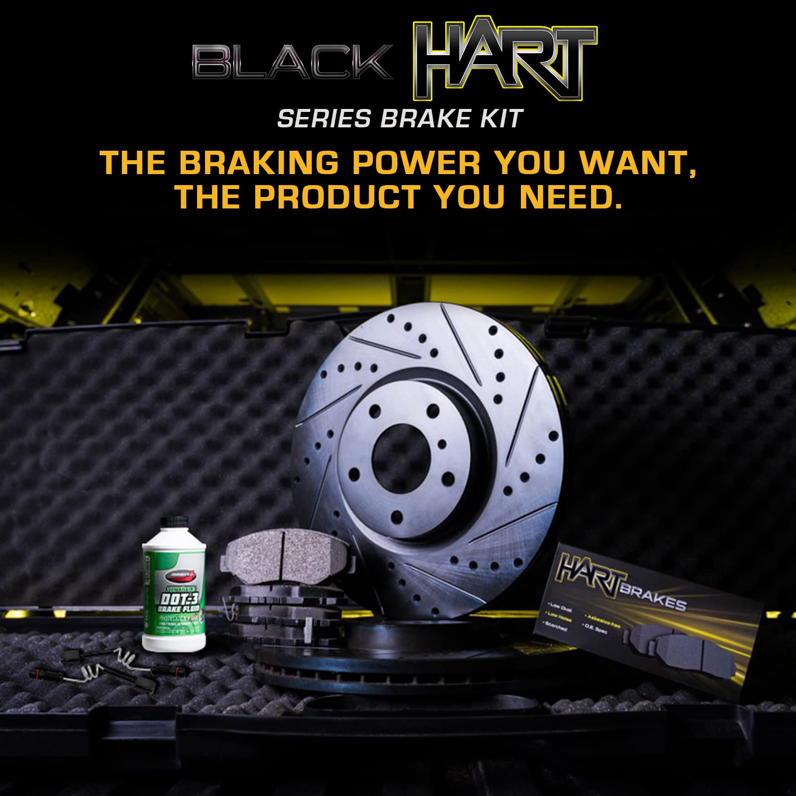 Hart Brakes Front & Rear Brake Pads and Rotors Kit - Semi-Metallic Brake Pads with Sensor Wire | BHCC.32002.63 | Perfect for Sedans, SUVs, and Trucks | Smooth Braking Performance for Daily Commute & Highway Driving