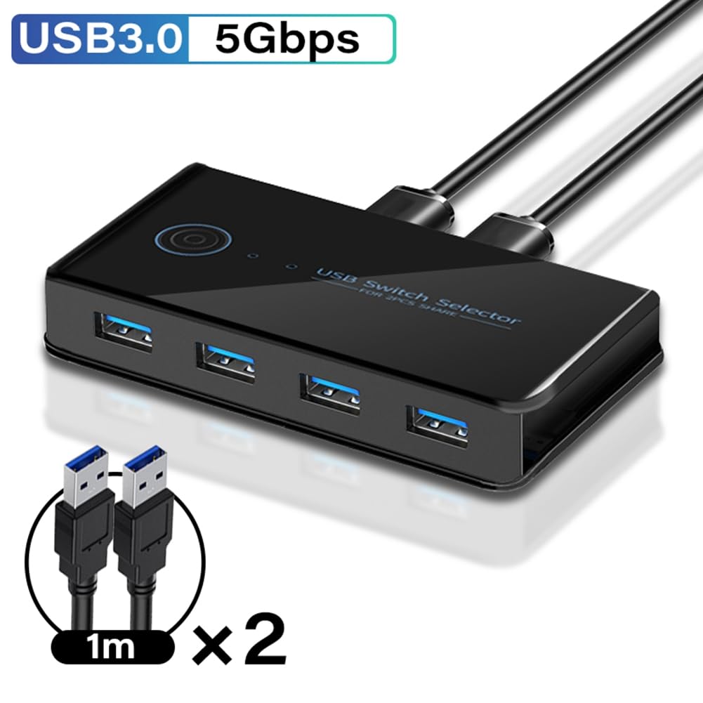 Osmond USB 3.0 KVM Switch - 2 Input 4 Output USB Sharing Hub for PC, Laptop, Keyboard, Mouse & Printer | High-Speed Data Transfer | Perfect for Home Office, Gaming & Multi-Device Workstations