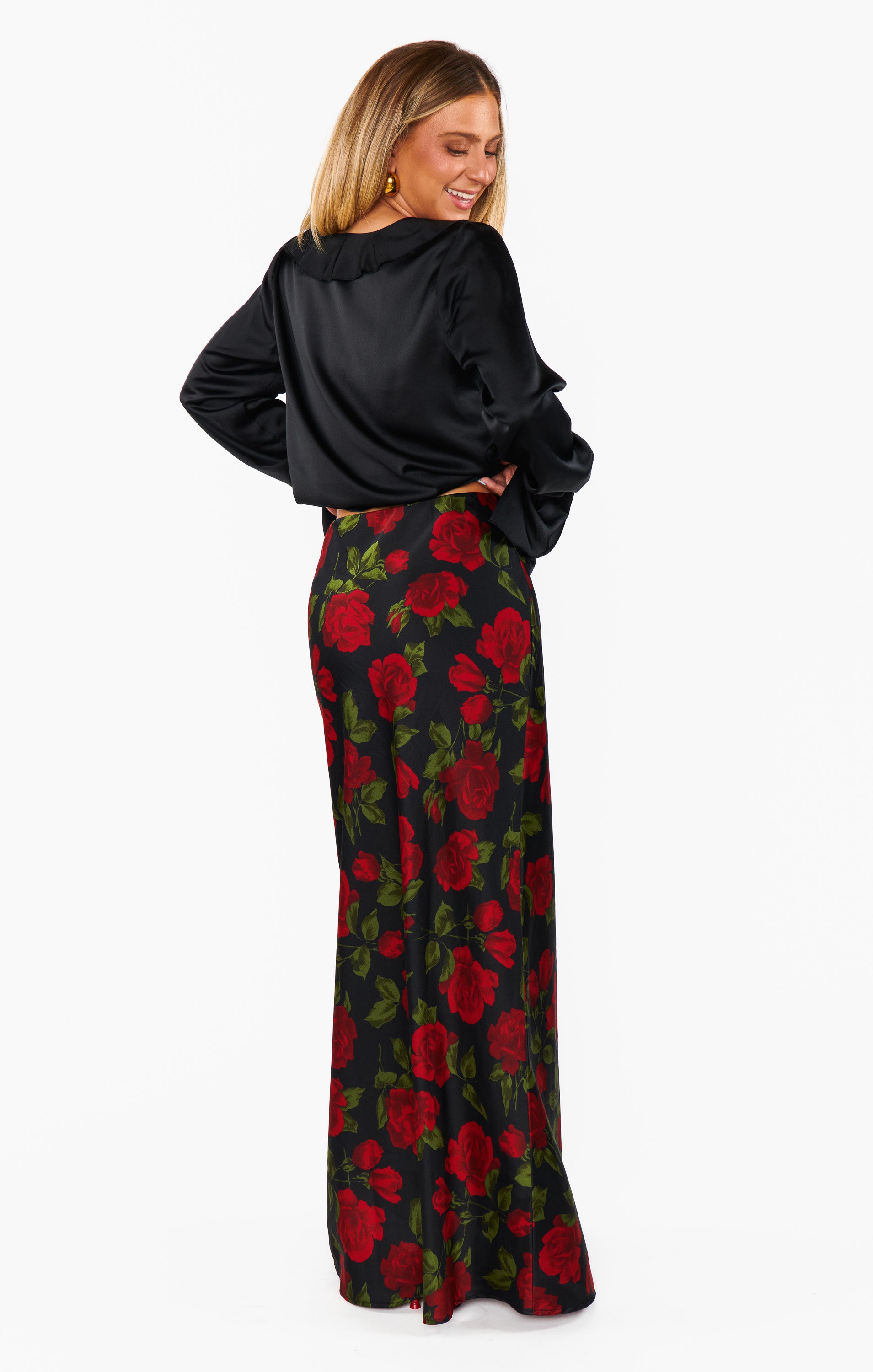 Elegant Maci Maxi Skirt with Rose Print - Boho Floral Midi Skirt for Women | Perfect for Summer, Beach, and Casual Outings