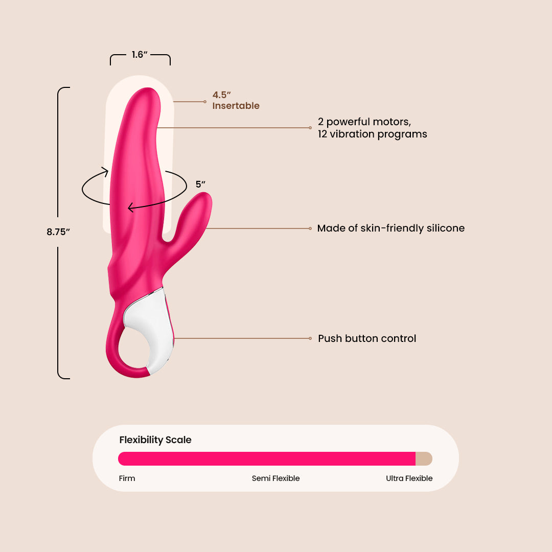 Satisfyer Mr. Rabbit Vibrator - Body-Safe Silicone Clitoral Stimulator for Women - Perfect for Solo Play & Couples Intimacy