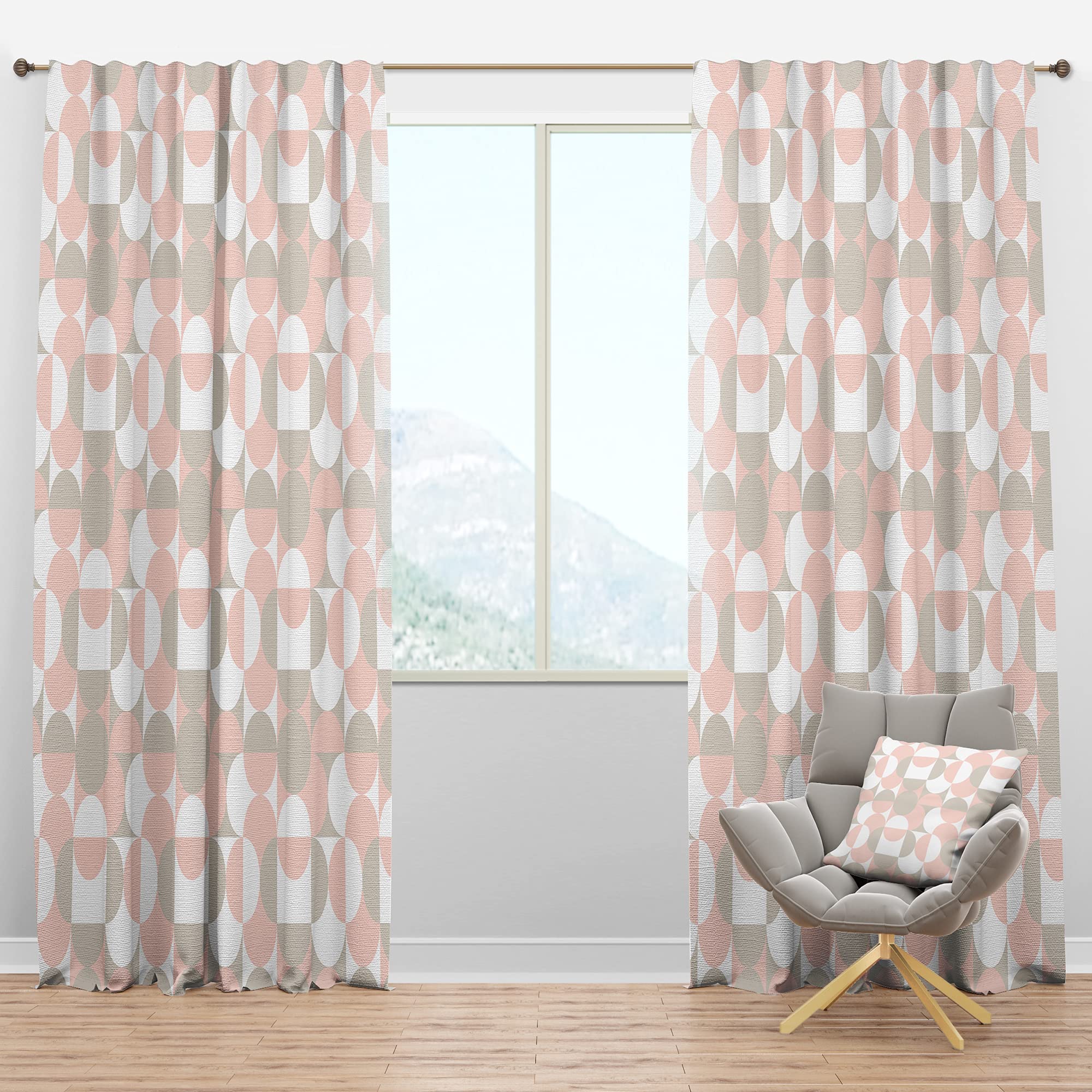 DesignQ Blackout Curtains 'Retro Circular Pattern III' - Thermal Insulated Bedroom & Living Room Curtains - Single Panel 52x63 Inches - Perfect for Light Blocking, Privacy & Temperature Control