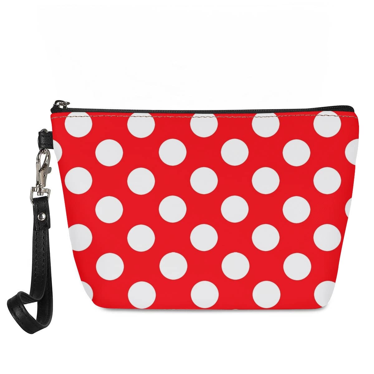 Jeiento Polka Dot Makeup Bag for Women & Girls - Zippered Cosmetic Organizer, Foldable Travel Toiletry Pouch | Perfect for Home Storage & Vacation Essentials
