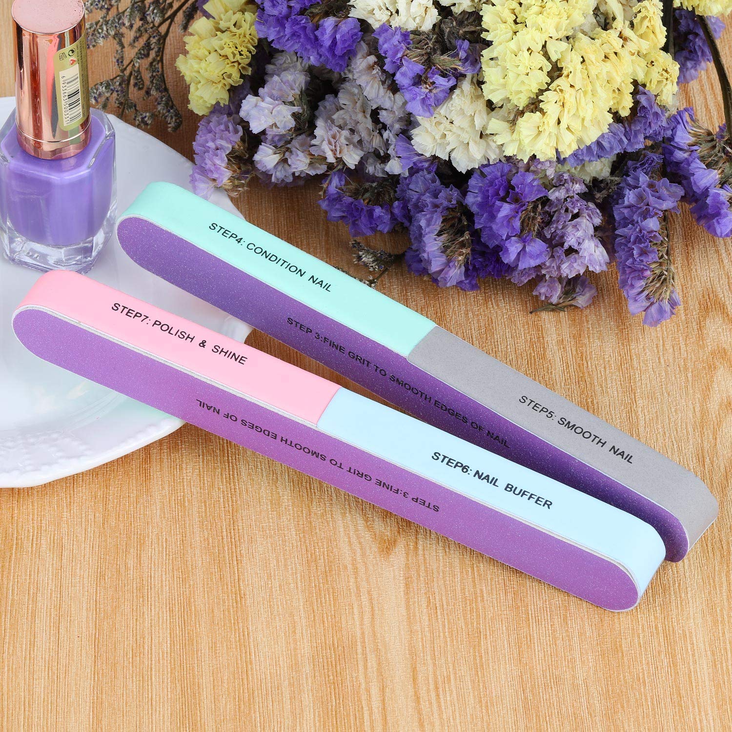9UP® Professional 7-in-1 Nail File & Buffer Set for Manicure & Pedicure | Nail Repair, Shaping & Polishing Kit | Multicolor Pack of 3 | Perfect for Home, Salon & Travel Nail Care