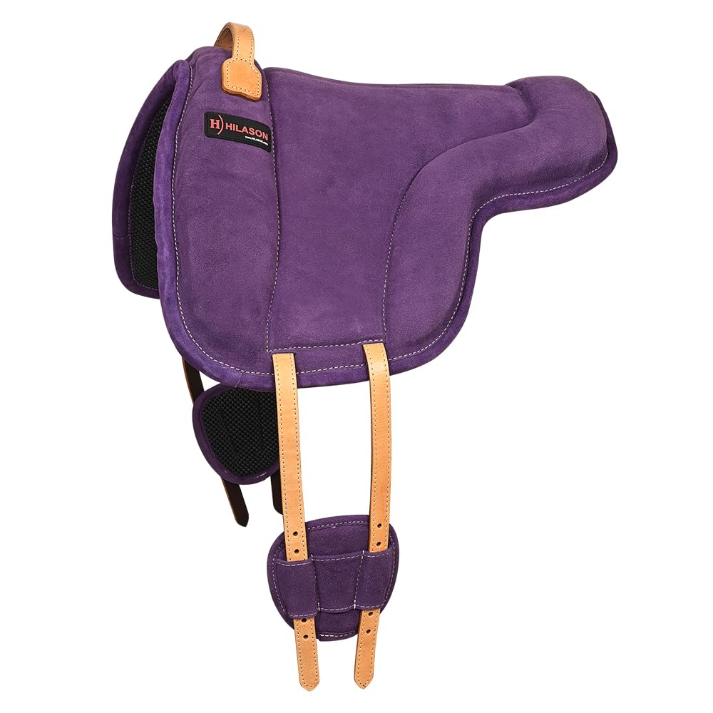 HILASON Anti-Slip Suede Leather Bareback Saddle Pad for Horses - Comfortable & Secure Riding for Trail, Training & Leisure Equestrian Activities