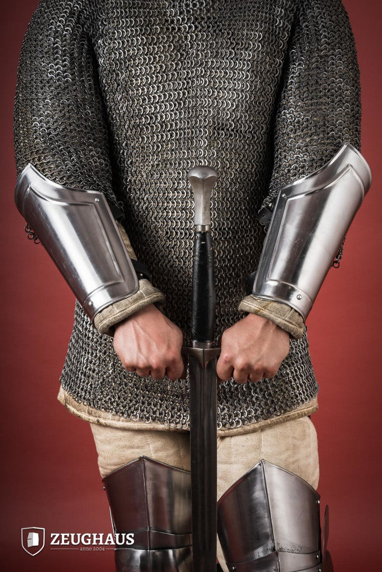 Polished Warrior Bracers - Medieval Armor for LARP, Cosplay & Renaissance Fairs | Handcrafted Leather Bracers for Role-Playing & Historical Reenactment