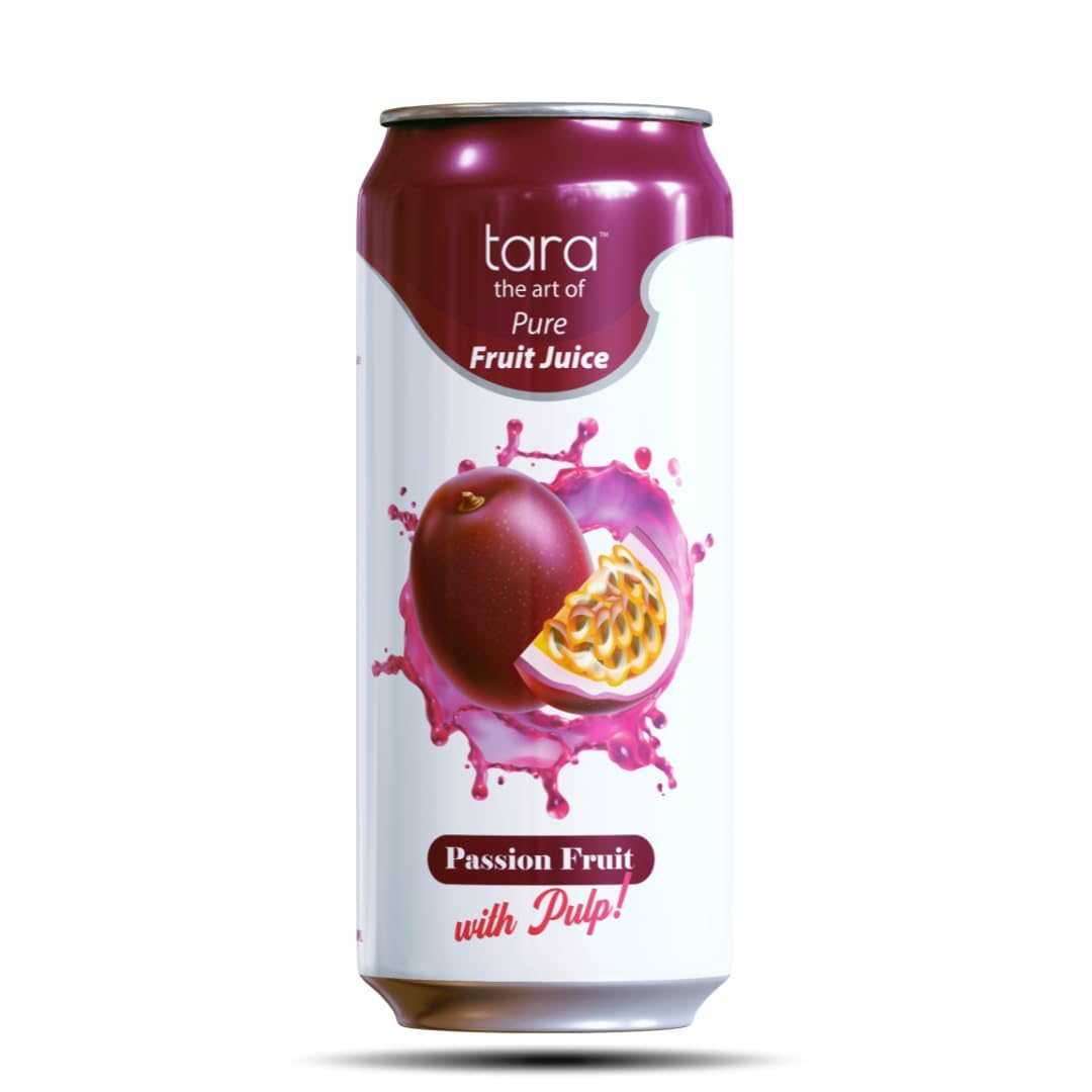 Tara Beverages 100% Pure Passion Fruit Juice with Pulp - No Added Sugar, No Preservatives, Natural Refreshment - 16.9 fl.oz (12 Pack) - Perfect for Breakfast, Smoothies & Healthy Hydration