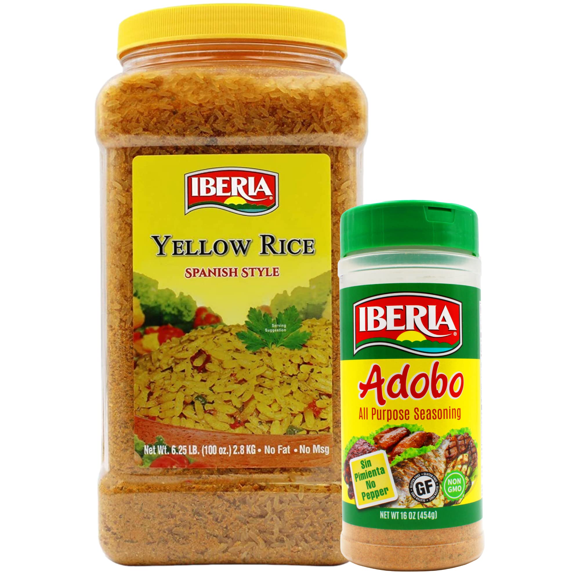 Iberia Yellow Rice 6.25 lb Bulk - Spanish Style Seasoned Rice with Adobo All Purpose Seasoning (Pepper-Free, 16 oz) | Perfect for Paella, Rice Dishes & Latin Cuisine