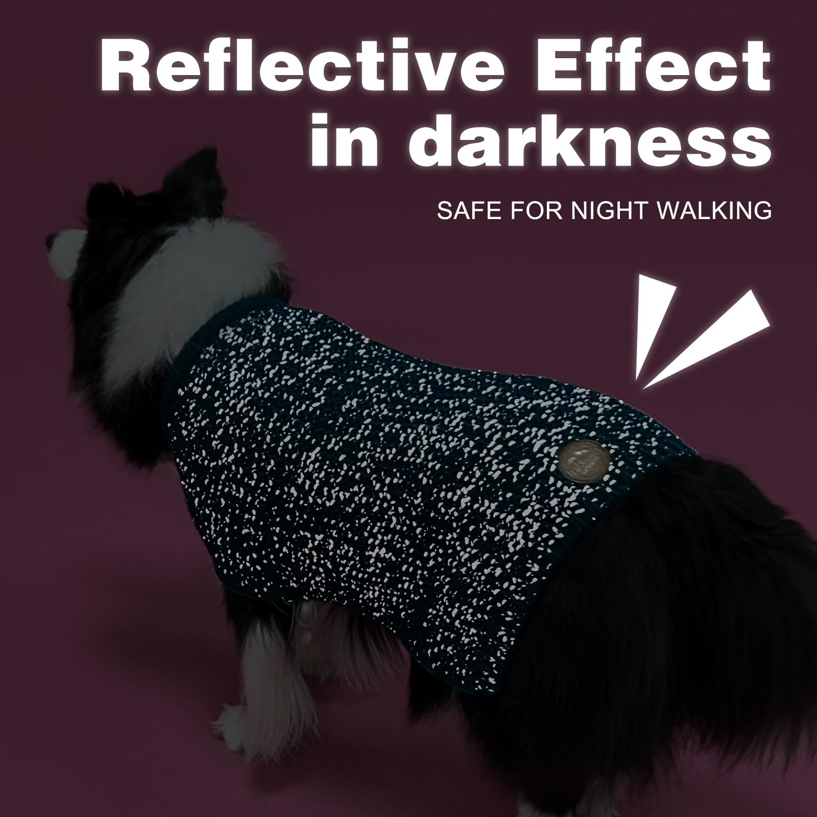 KYEESE Classic Stretchy Dog Sweater with Leash Hole - Warm Reflective Dog Coat for Large Dogs, Comfy Pet Clothes in Navy Blue (3XL) - Perfect for Winter Walks & Outdoor Adventures