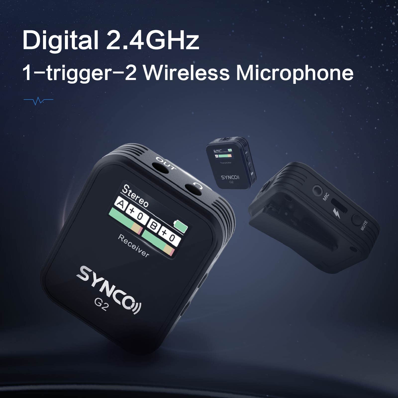 SYNCO G2-A2 2.4G Wireless Lavalier Microphone System with Real-Time Monitoring - Lapel Mic for Smartphones, DSLR Cameras, YouTube Videos, Podcasting & Live Streaming (Ideal for Content Creators, Vloggers & Interviewers)
