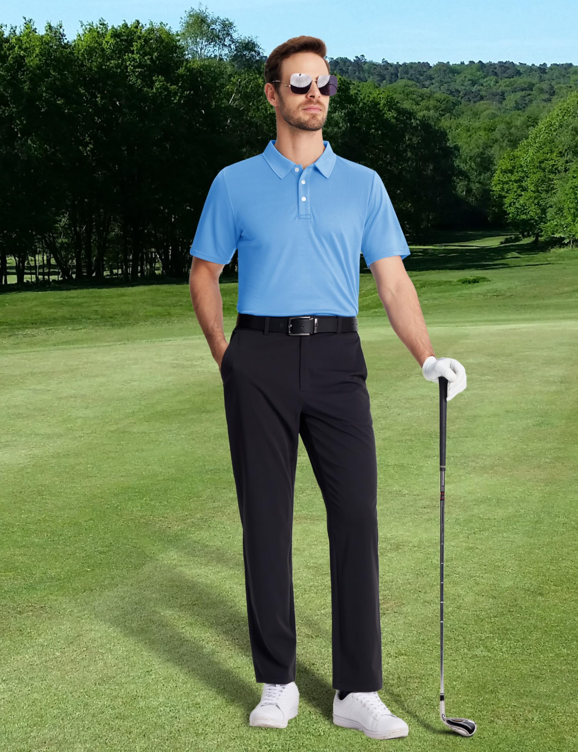 MAGCOMSEN Men's Quick Dry Polo Shirts - Breathable Tennis & Work Casual Shirt with 3 Buttons for Golf, Office & Outdoor Activities