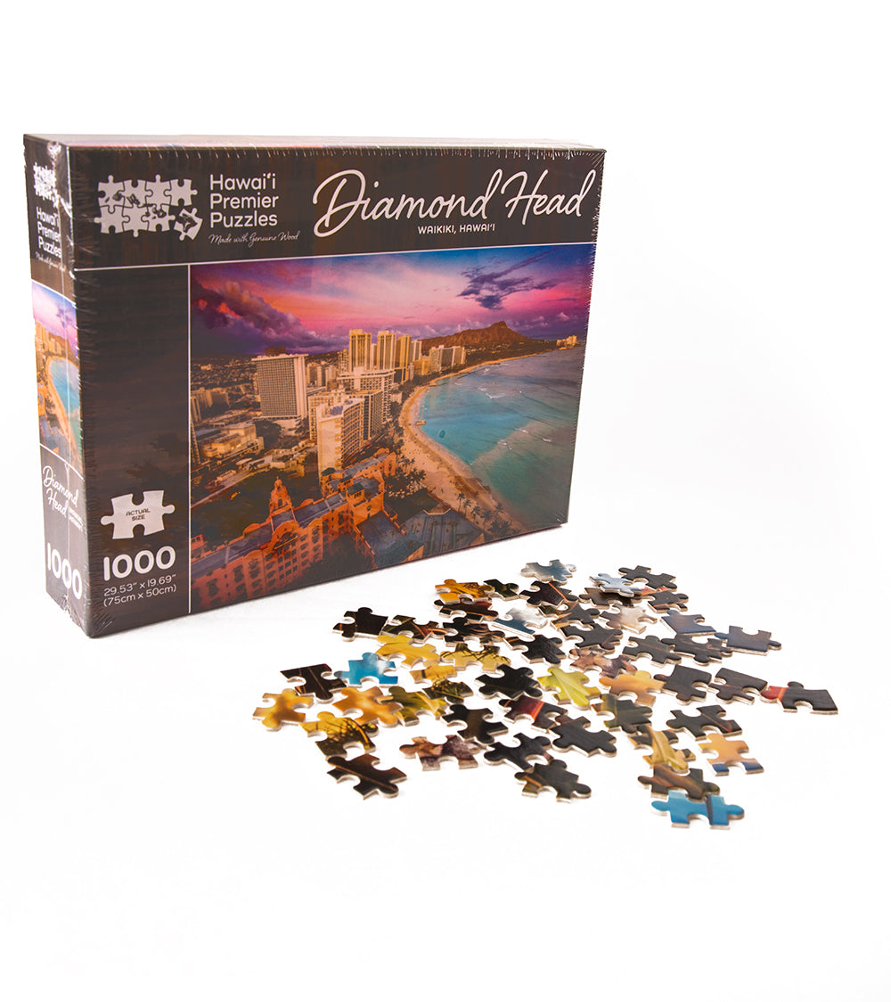 Premium Diamond Head Wooden Jigsaw Puzzle - 500 Piece Hawaii Landscape Puzzle for Adults - Perfect for Home Decor, Relaxation & Family Game Night