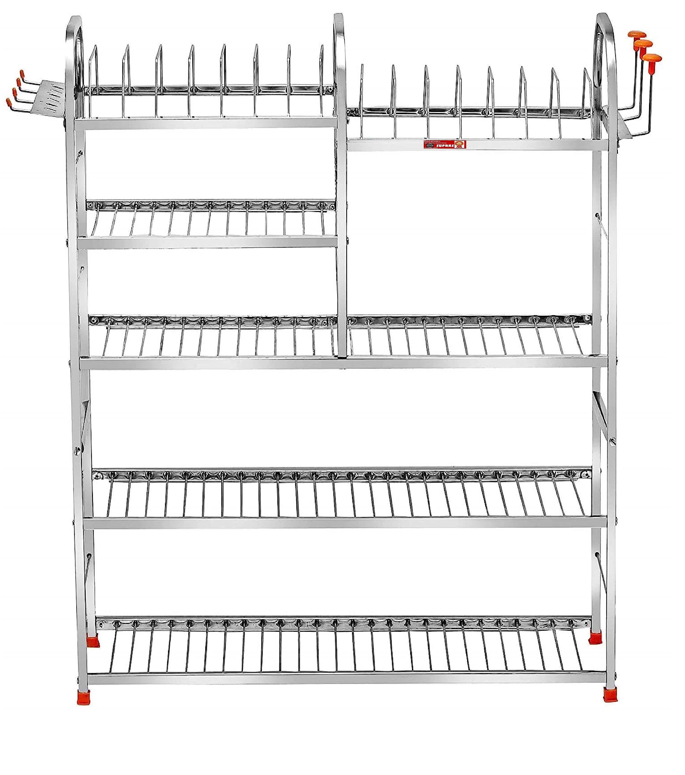 SUPRAS Heavy Duty Stainless Steel Kitchen Organizer Rack - 31 x 30 Inch Space Saving Storage Stand for Utensils, Spices & Cookware | Perfect for Pantry, Countertop & Restaurant Use