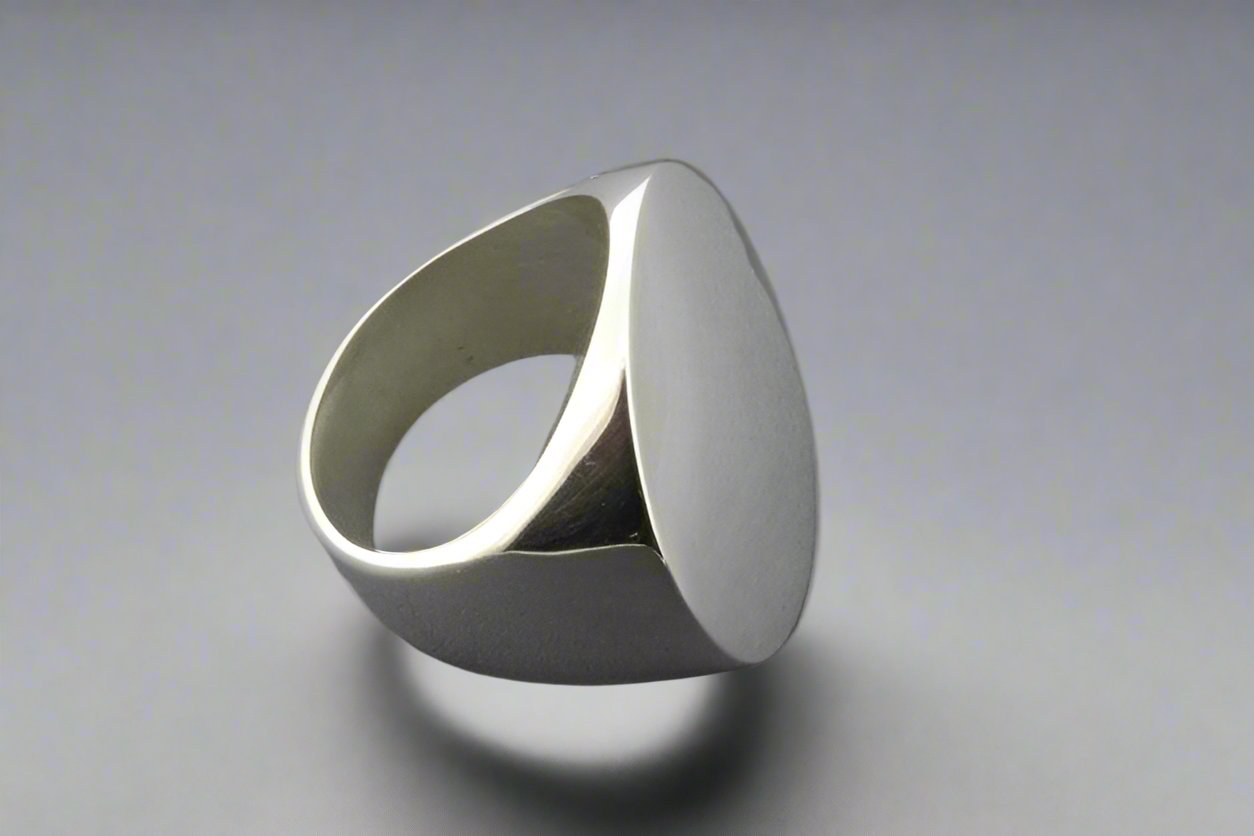 Large Circular Polished Signet Ring - Sterling Silver 925 for Men & Women - Elegant Jewelry for Everyday Wear, Gifts & Special Occasions