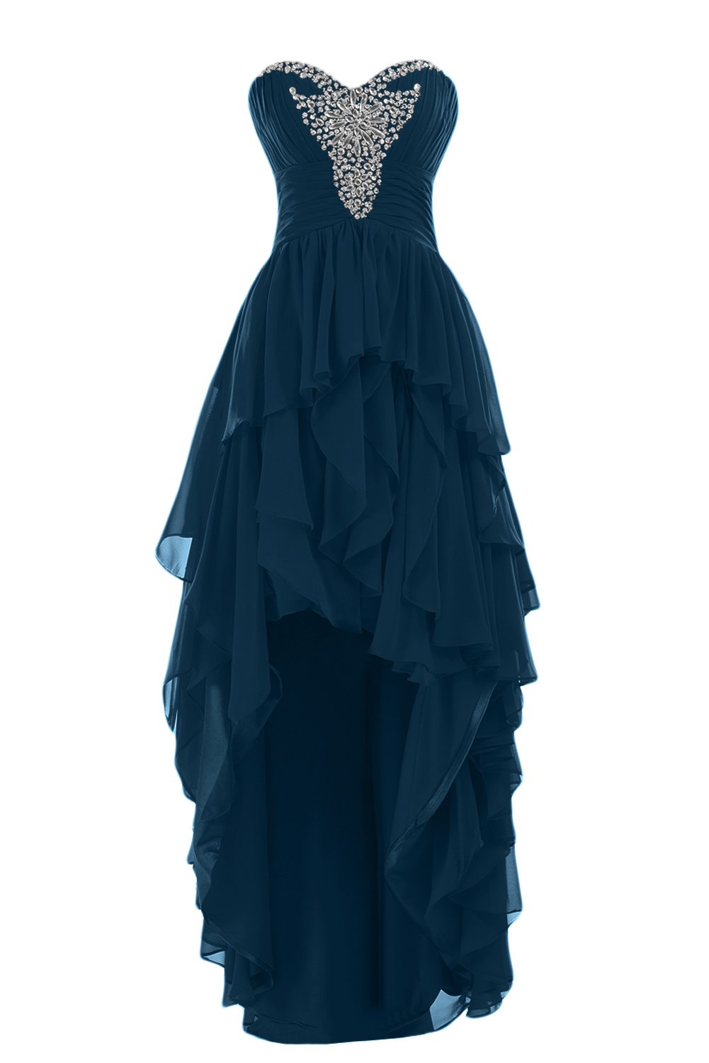SUNVARY Elegant Hi-Lo Prom Dresses for Women - Strapless Ruffled Cocktail Party Gown, Bridesmaid & Homecoming Dress - Perfect for Weddings, Dances & Special Occasions