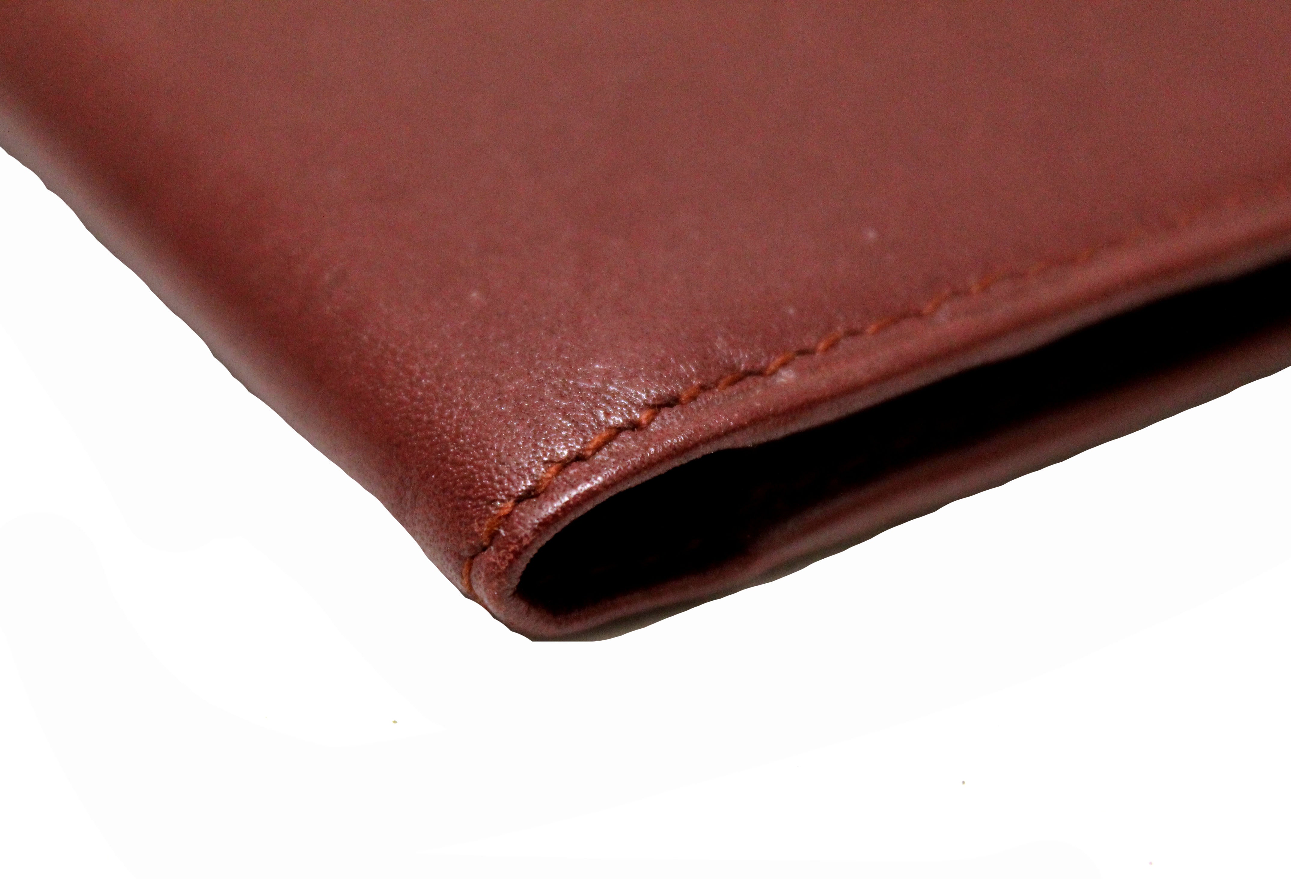 Authentic Cartier Vintage Burgundy Lambskin Leather Compact Wallet for Women - Luxury Slim Card Holder & Cash Organizer (Perfect for Everyday Use, Travel & Gifts)
