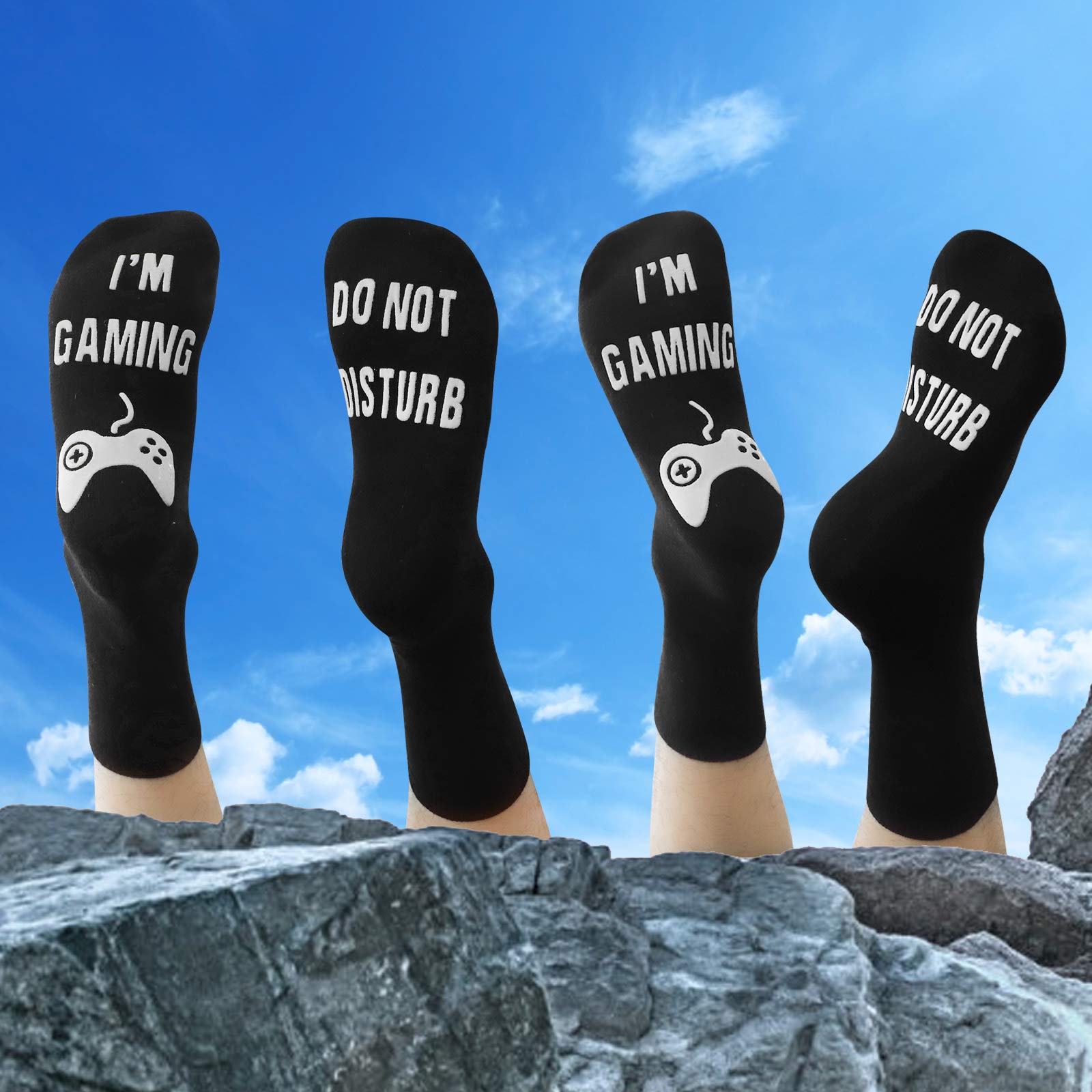 QAPIZM Do Not Disturb I'm Gaming Socks for Men - Funny Gamer Socks Gift for Boyfriend, Dad, Husband - Valentine's Day & Birthday Present - Perfect for Gaming Nights & Relaxing at Home