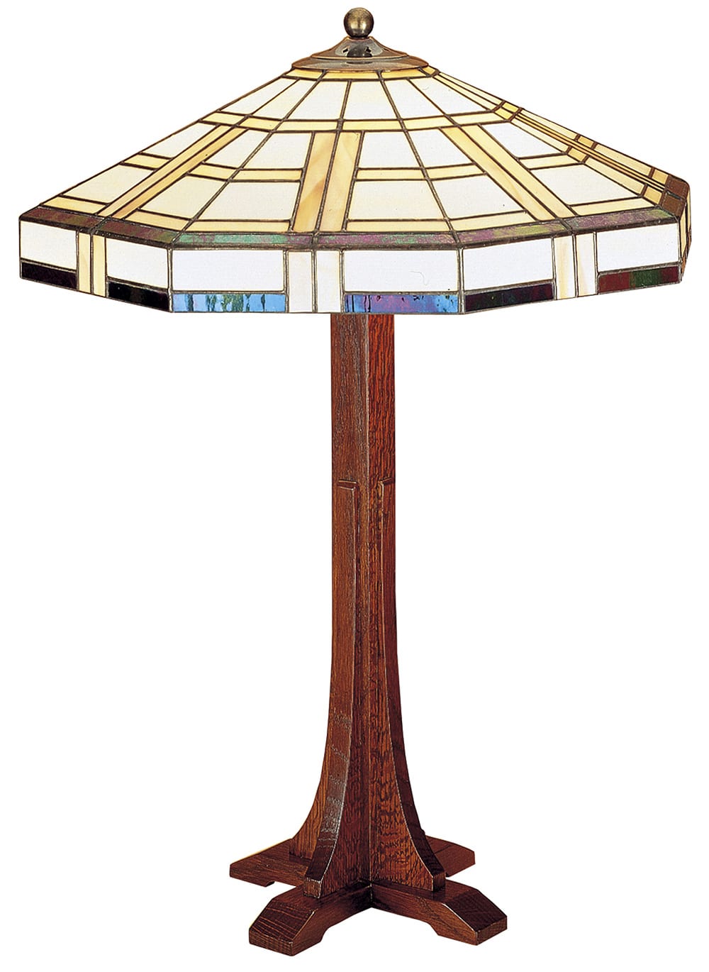 Elegant Cross Base Table Lamp with Handcrafted Art Glass Shade - Perfect for Bedroom Nightstand, Living Room Decor & Office Lighting