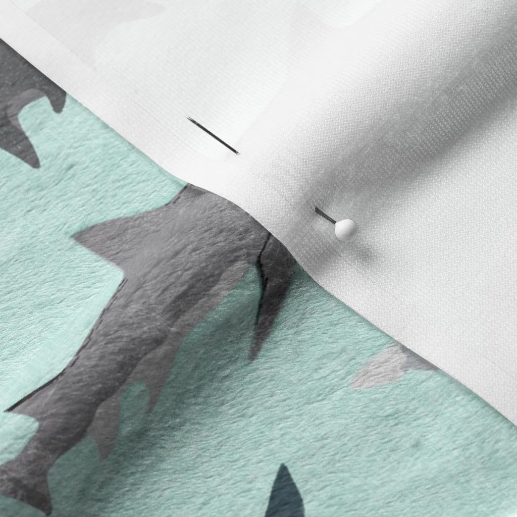 Shark Printed Minky Fabric - Soft Plush Fat Quarter for Baby Blankets, Quilt Backing & Sewing Projects | Ocean Sea Nautical Theme Kids Boys Nursery Decor | Spoonflower Premium Fabric